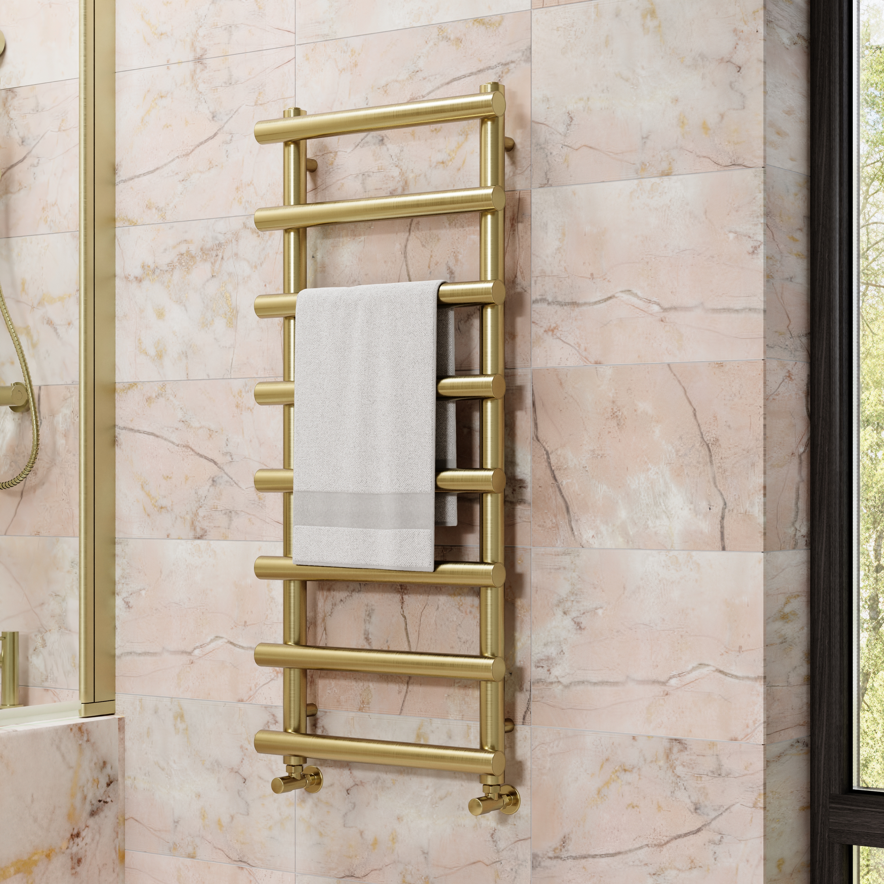 Toasty Yarrow Brushed Brass Heated Towel Rail