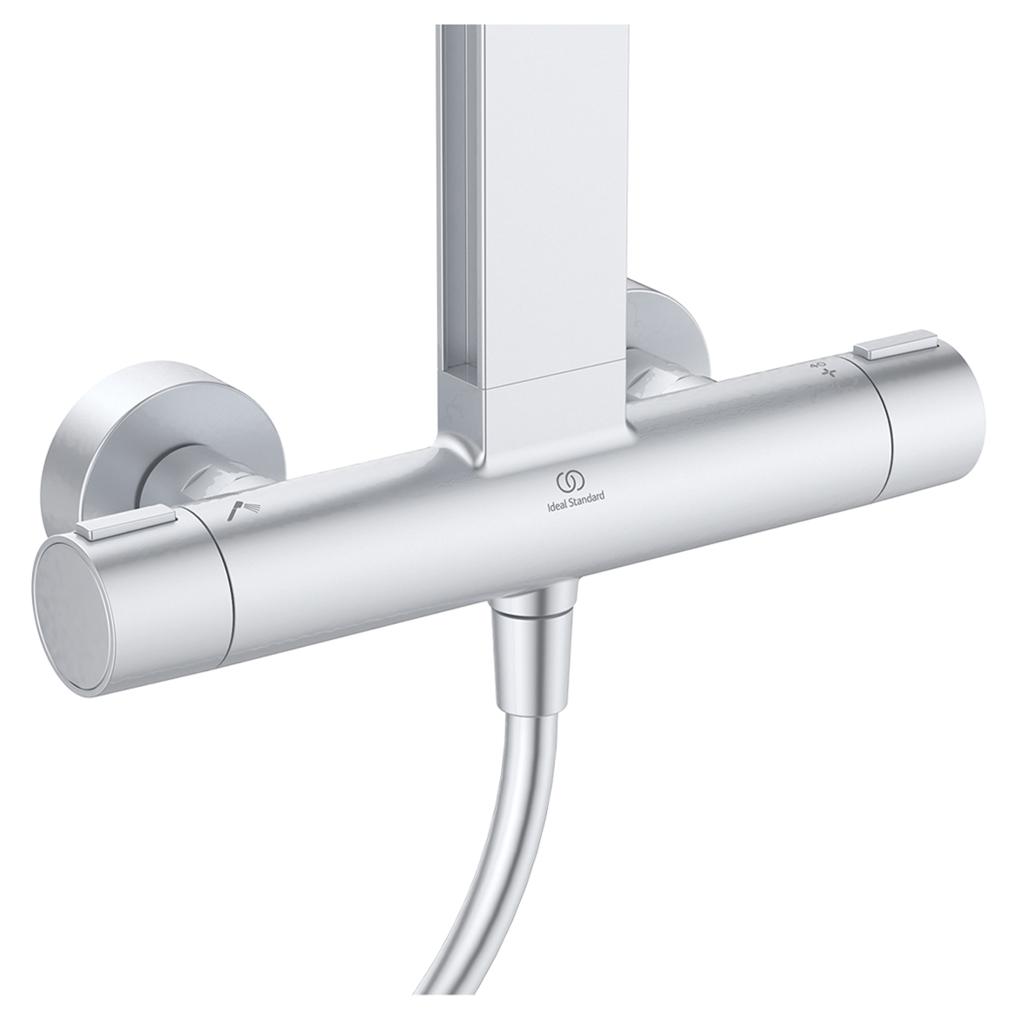 Ideal Standard Ceratherm Alu+ Exposed Thermostatic Shower Kit with Multi-Function Shower Head, Handset & 2 Shelves