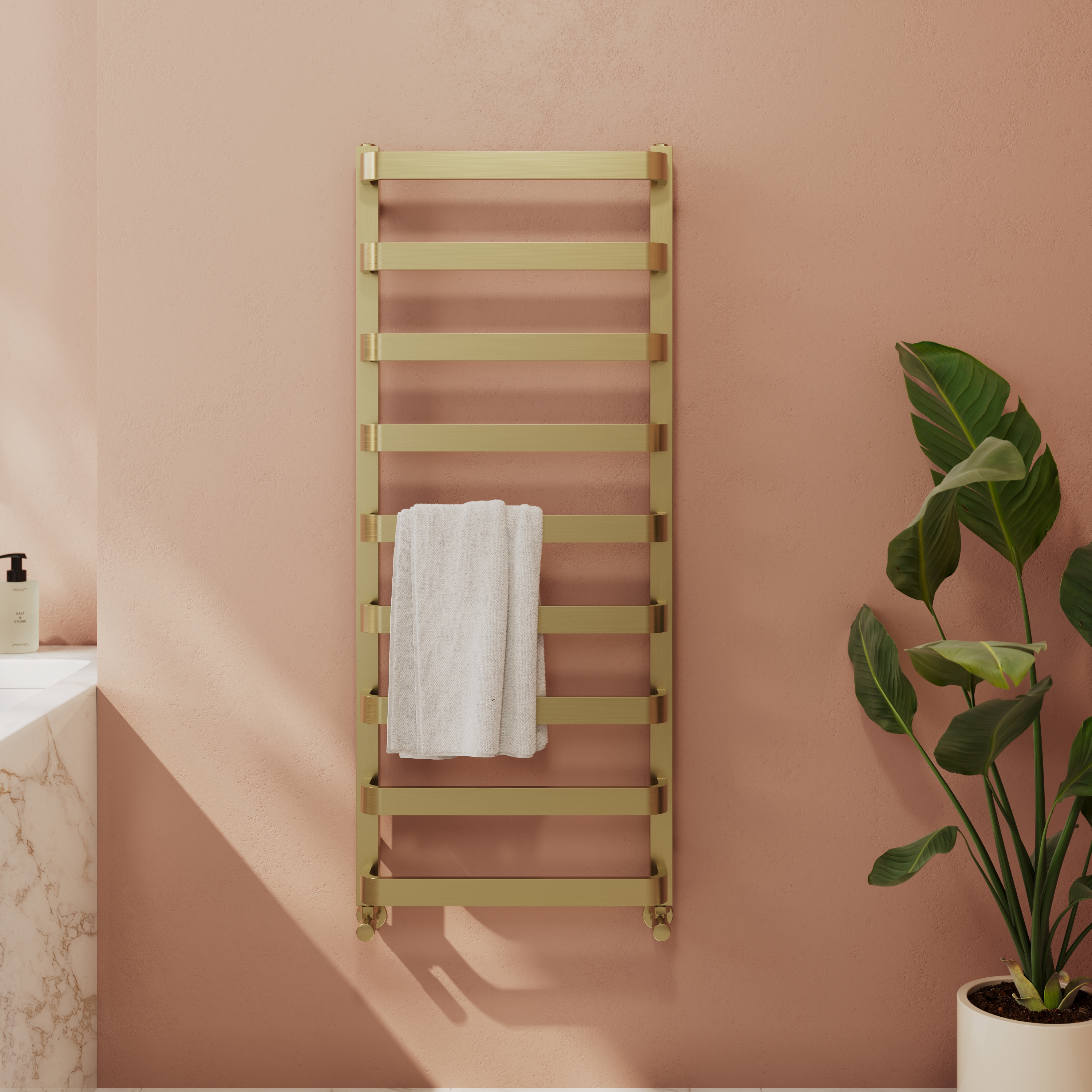 Toasty Balance Brushed Brass Heated Towel Rail