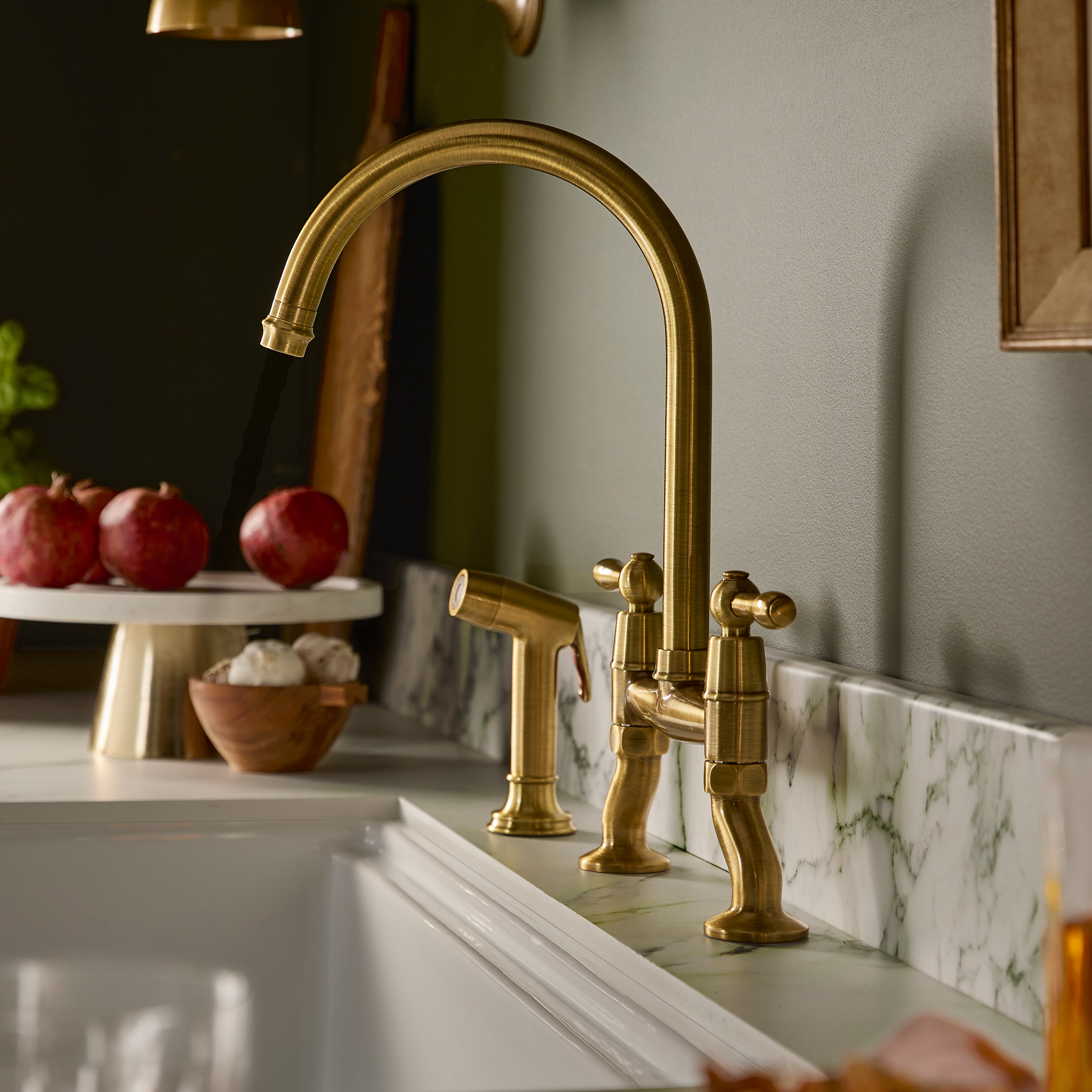 Clearwater Broadway Traditional Twist & Spray Bridge Kitchen Mixer Tap