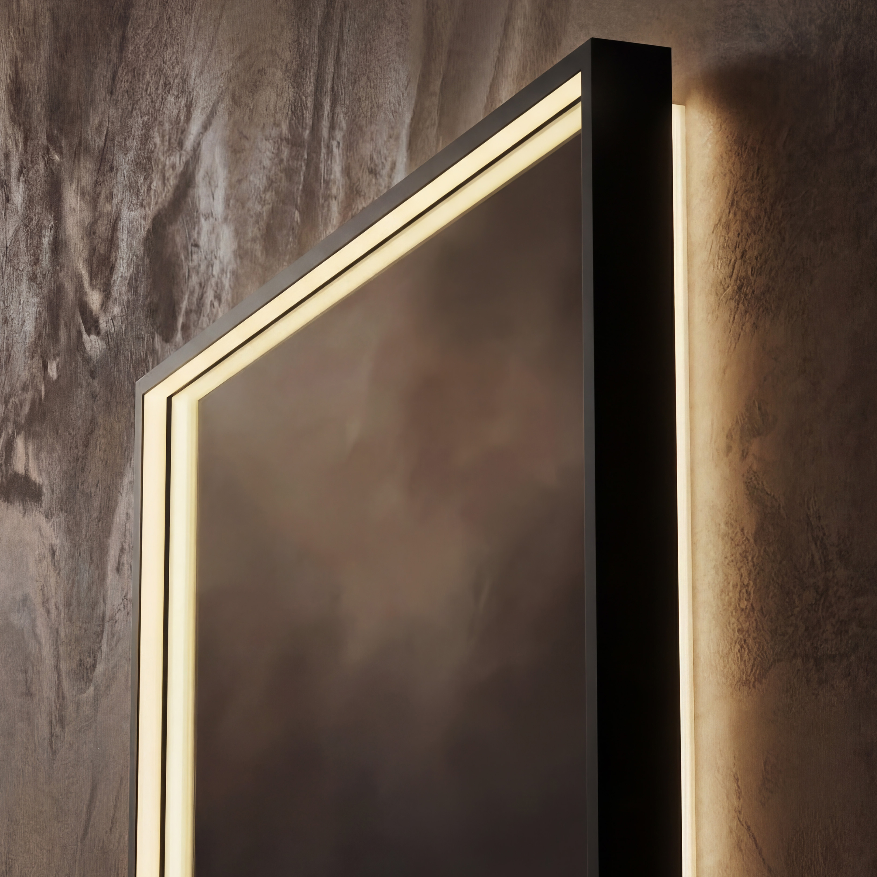 Origins Living Kingsley Matt Black Illuminated Rectangular Mirror with Colour Change Lights - 600 x 800mm