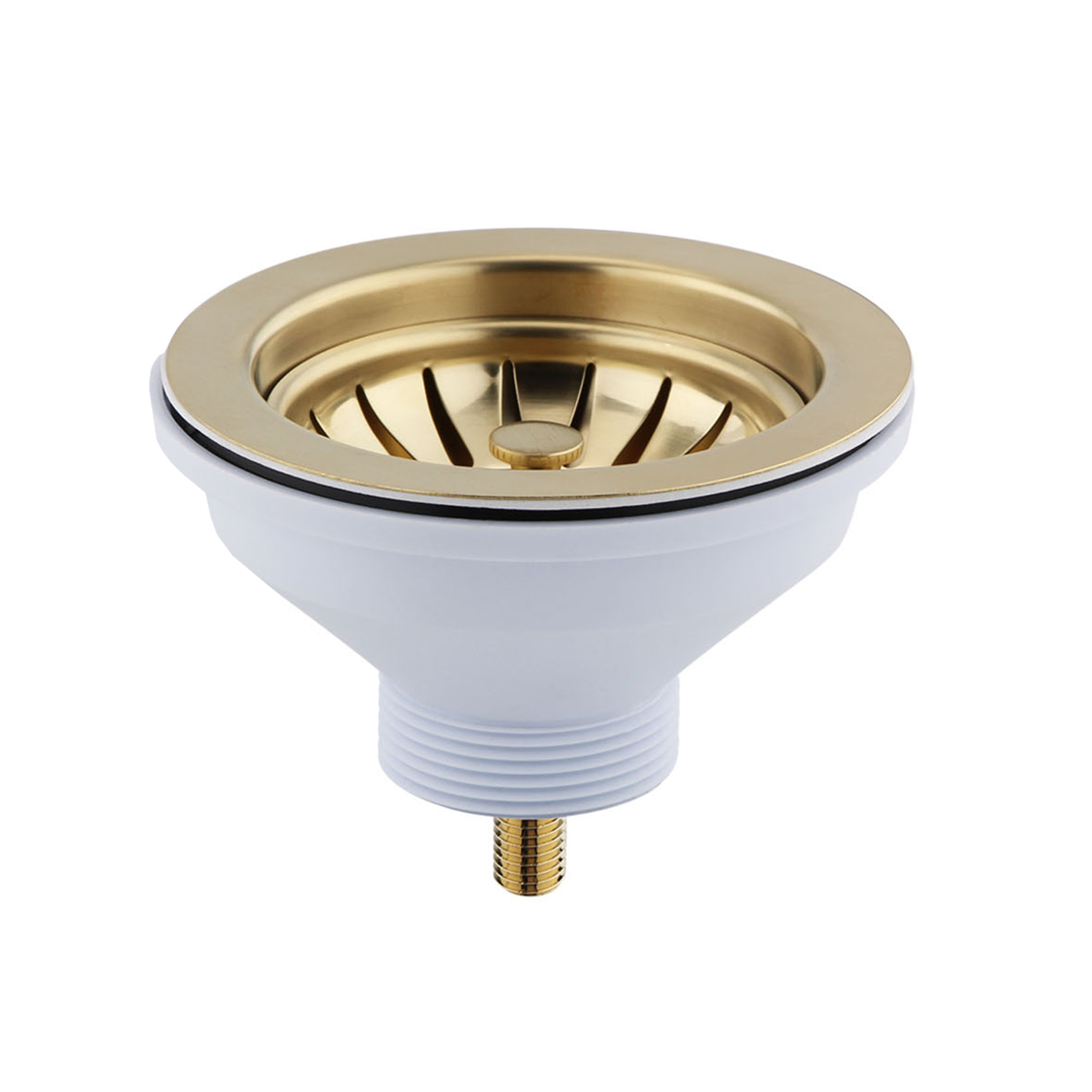 Butler & Rose 90mm Brushed Brass Basket Strainer Waste and Overflow Bundle for 1.5 & 2 Bowl Kitchen Sinks