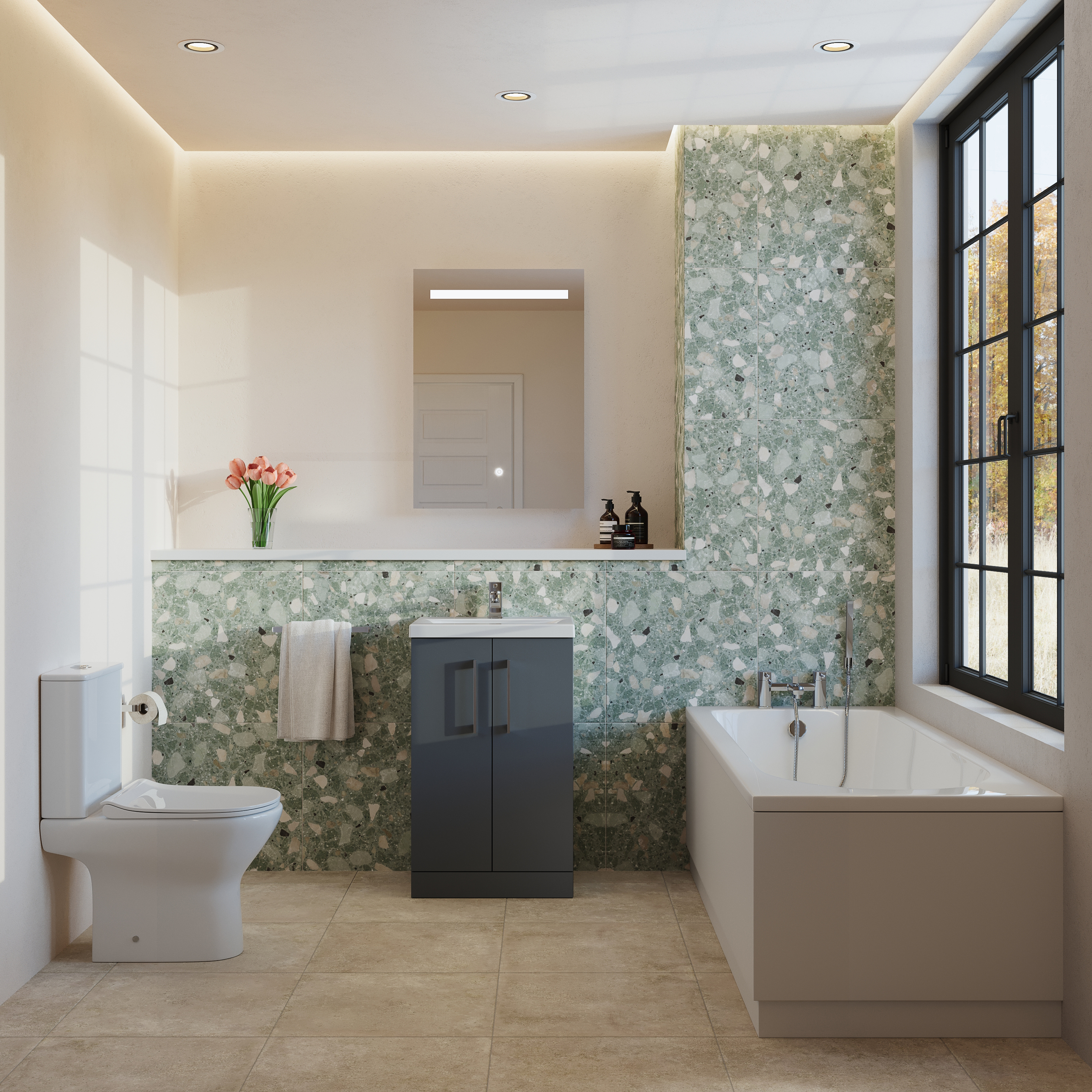 Erin Complete Vanity Unit Bathroom Suite with Rimless Toilet
