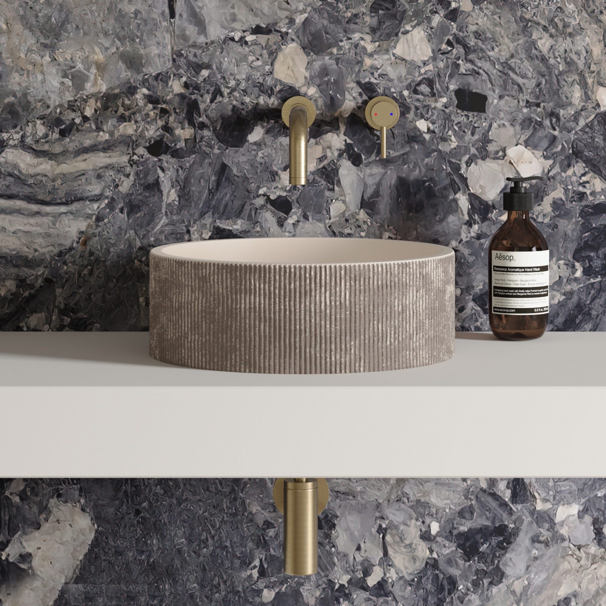 Harbour Concrete 406mm Round Textured Countertop Basin - Pearl Grey