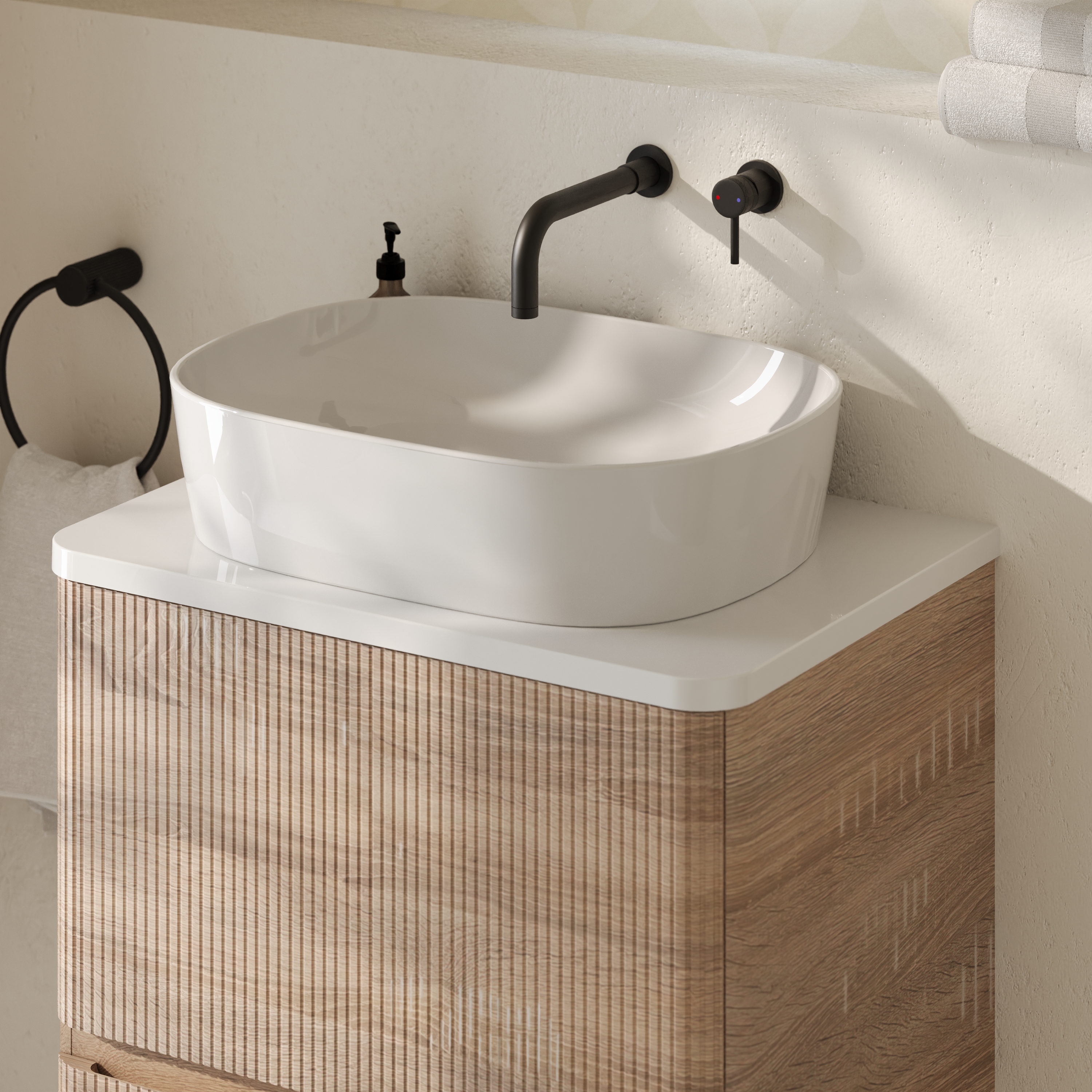 Drench Origin 600mm Fluted Floorstanding Vanity Unit & Countertop