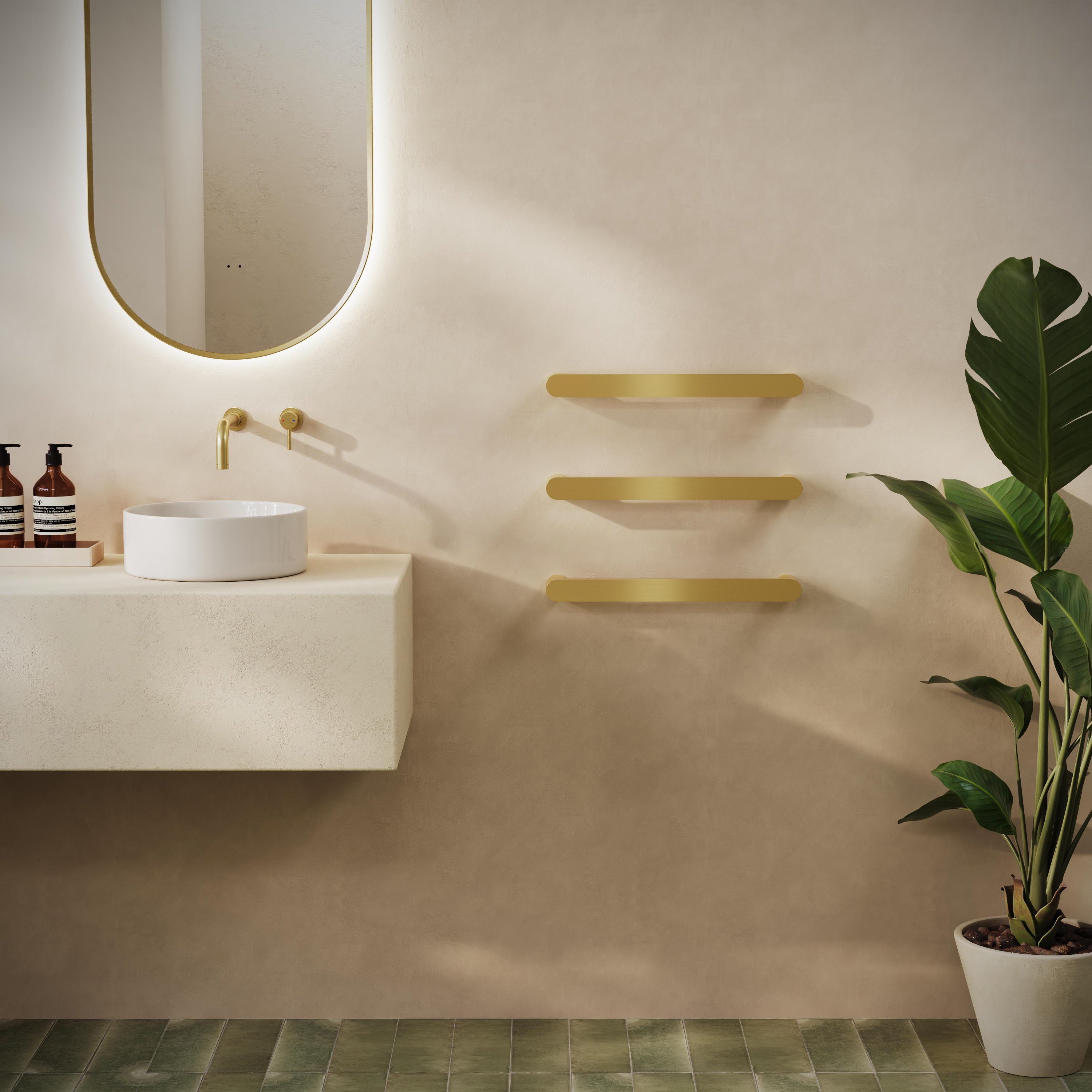 Toasty Duna Polished Brass Electric Heated Towel Rail