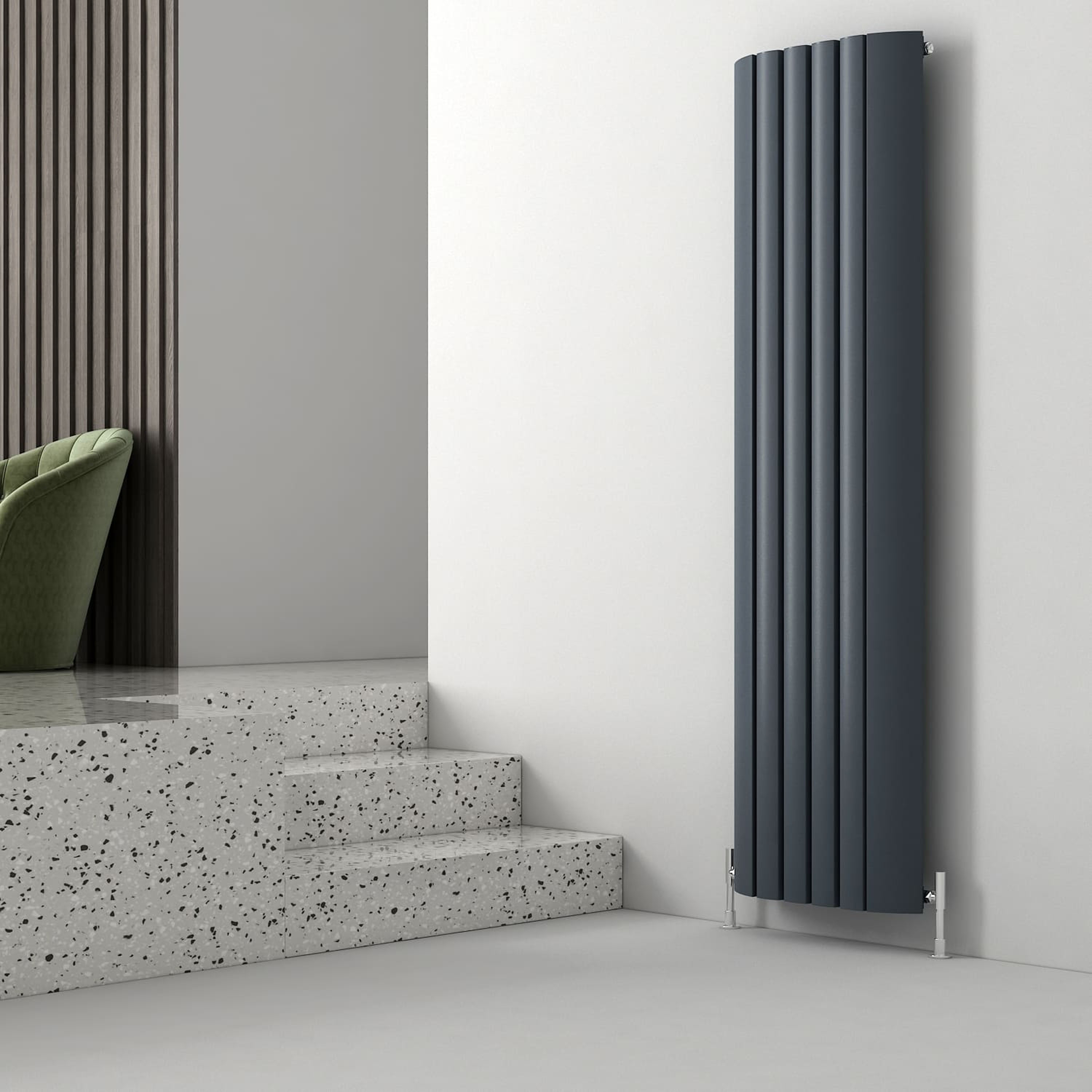 Carisa Gaia Oval Single Panel Vertical Aluminium Radiator