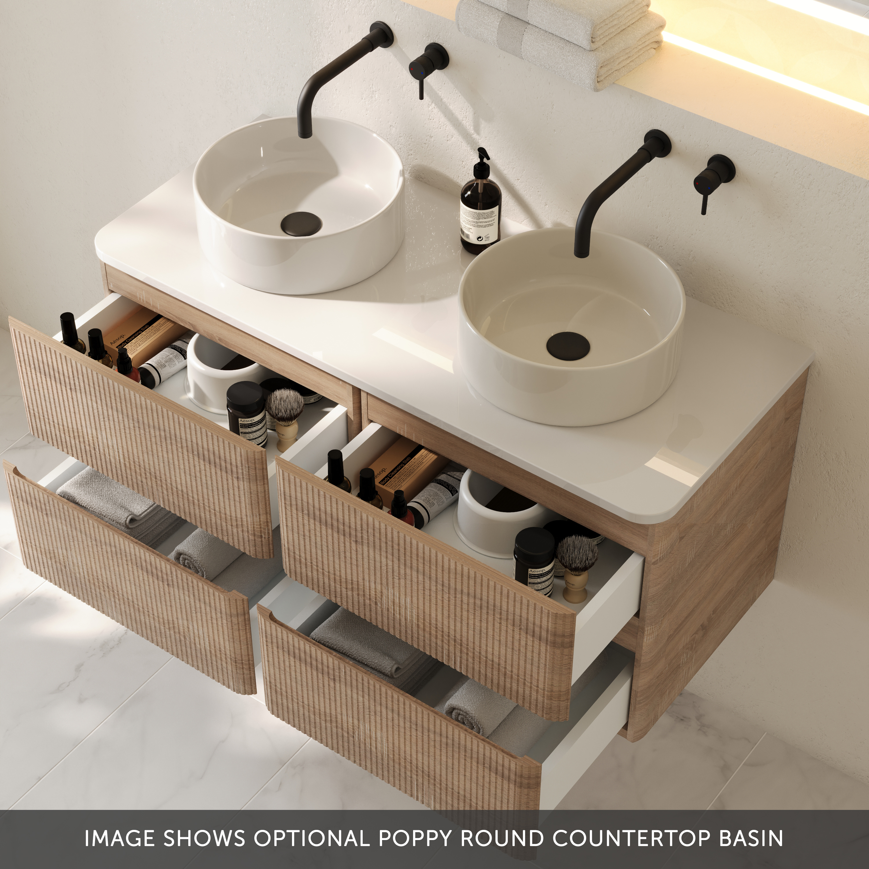 Drench Origin 1000mm Fluted Wall Mounted Vanity Unit & Countertop