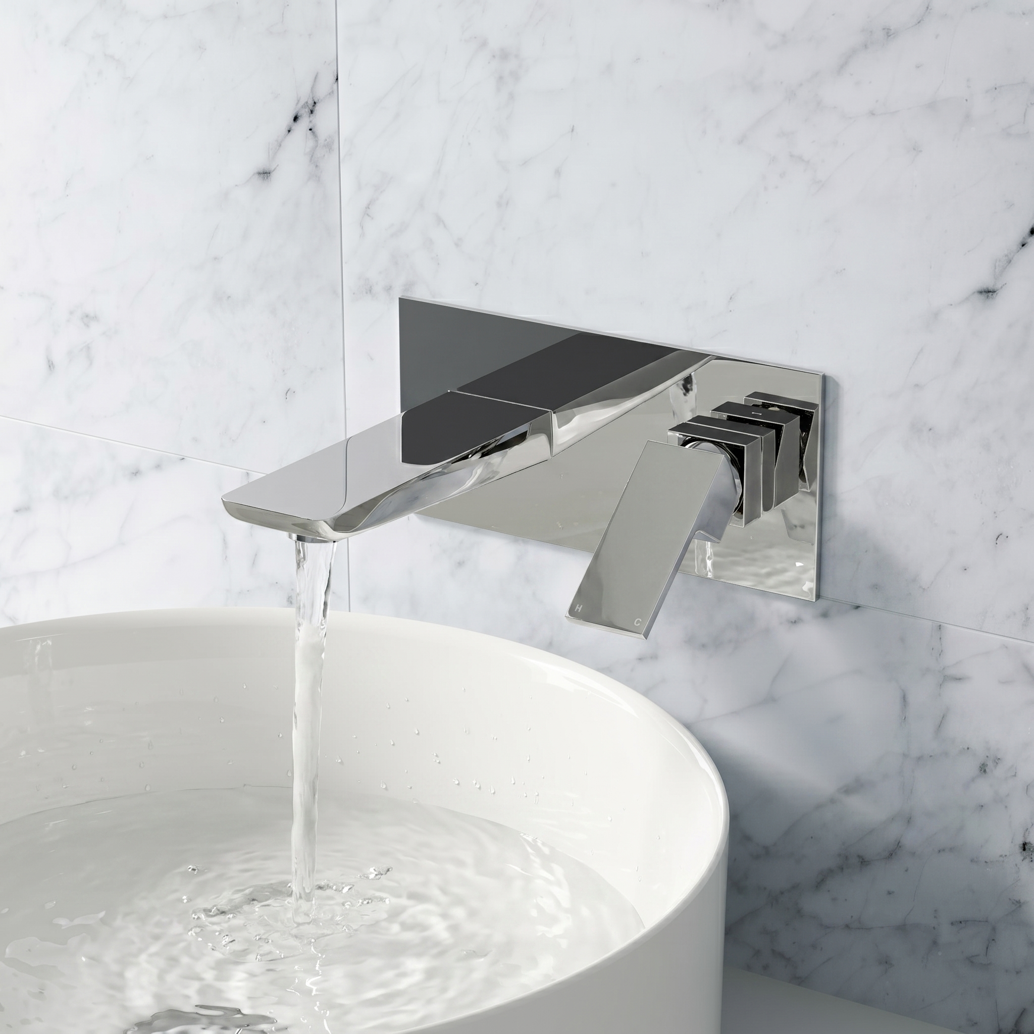 Harbour Status Wall Mounted Basin Mixer Tap - Chrome