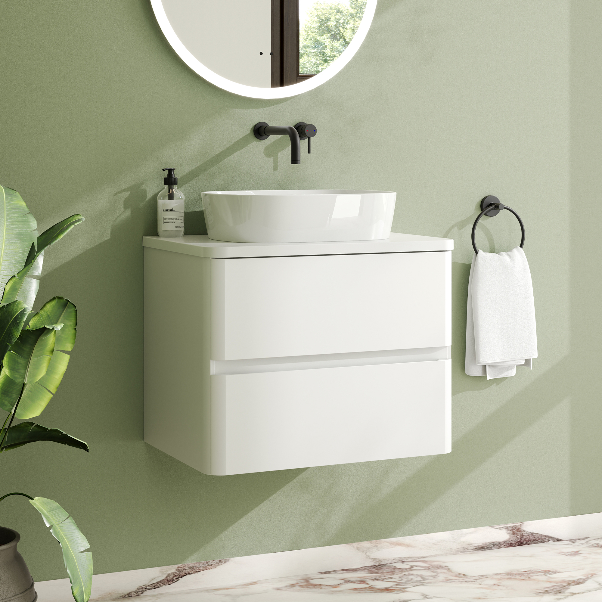 Drench Origin 600mm Wall Mounted Vanity Unit & Countertop