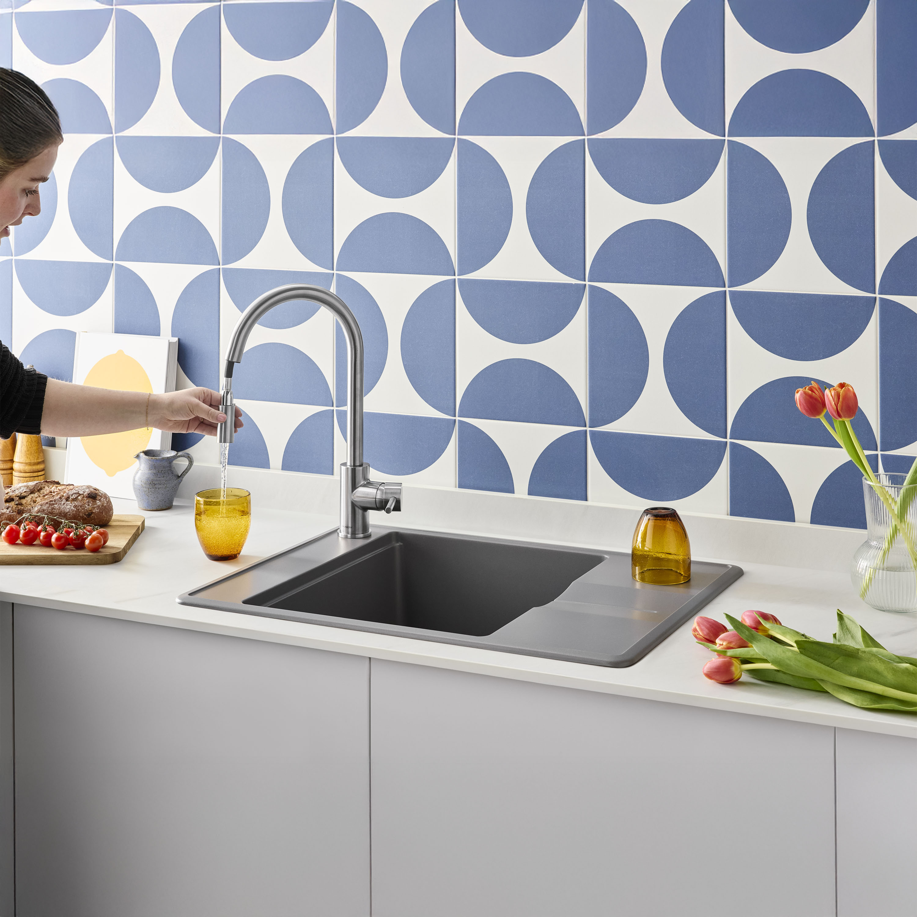 Clearwater Arina 1 Bowl Granite Composite Kitchen Sink with Reversible Drainer - 670 x 500mm