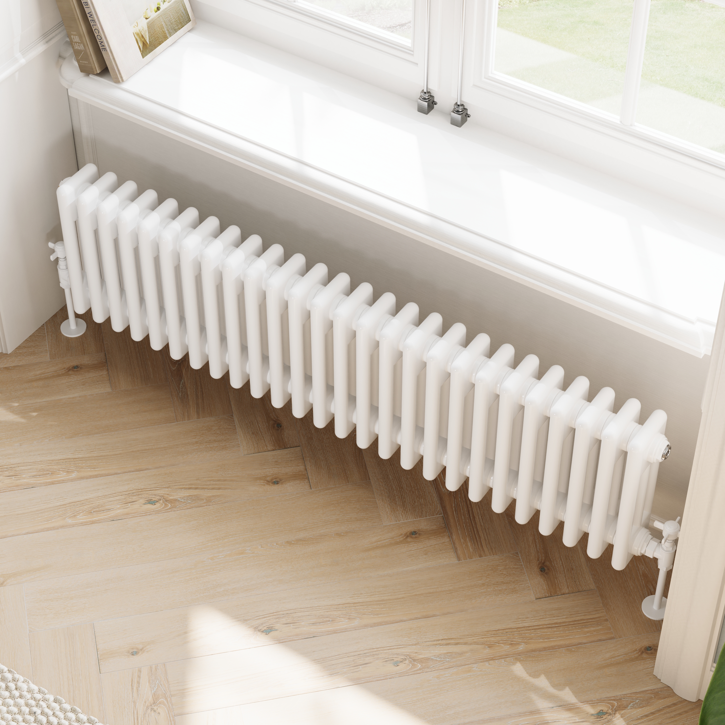 Toasty Ardleigh White Compact Horizontal 3 Column Radiator - 300mm Height