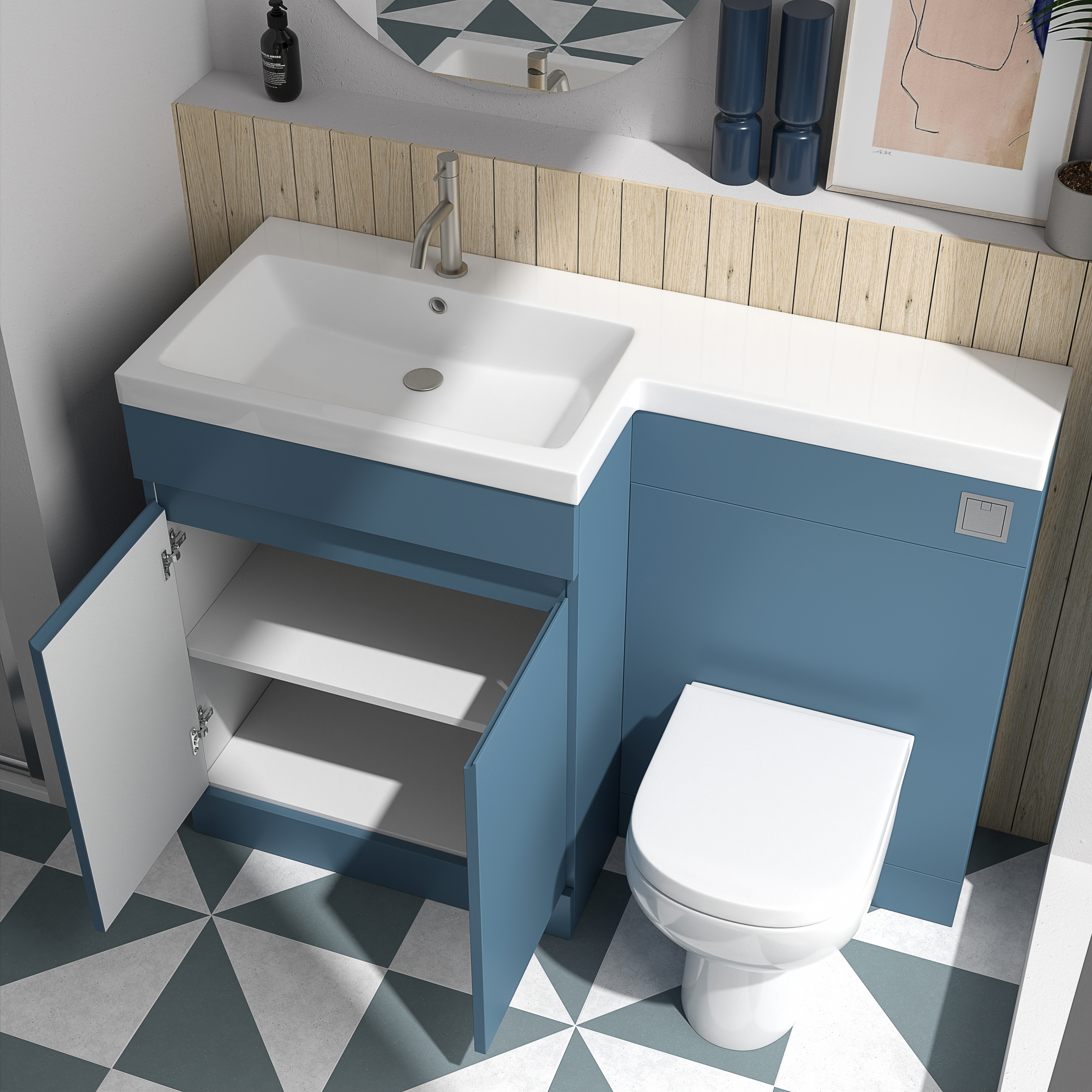 Dylan 1100mm Combination Basin & Toilet Unit - Blue