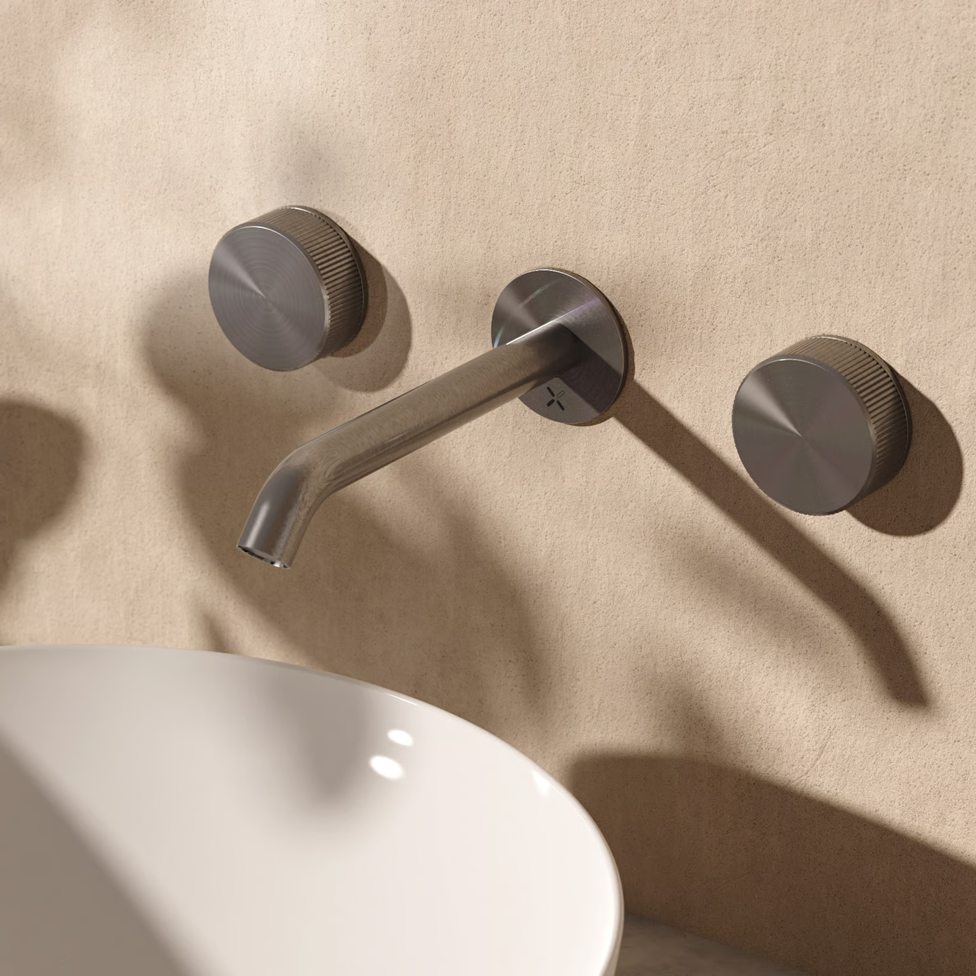 Crosswater 3ONE6 Stainless Steel Wall Mounted 3 Hole Basin Mixer Tap