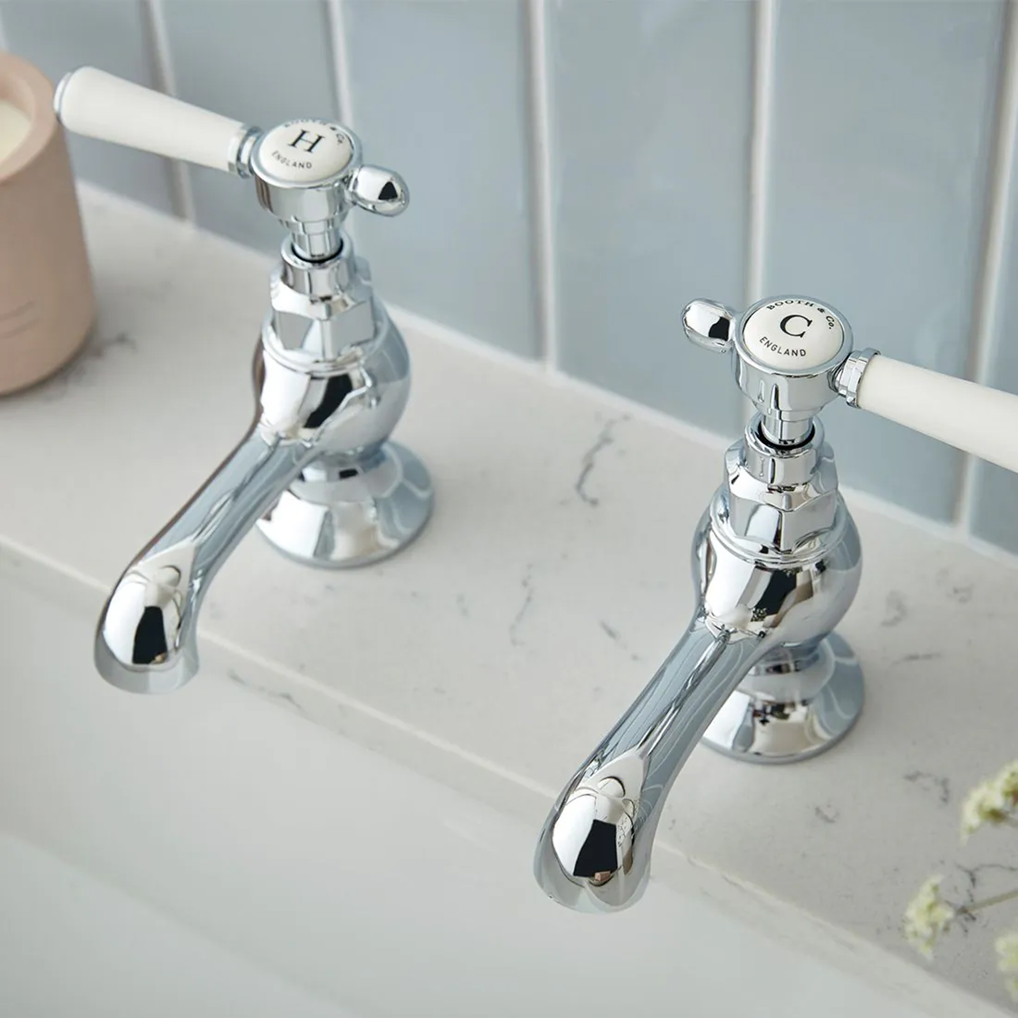 Booth & Co Axbridge Traditional Lever Basin Pillar Taps