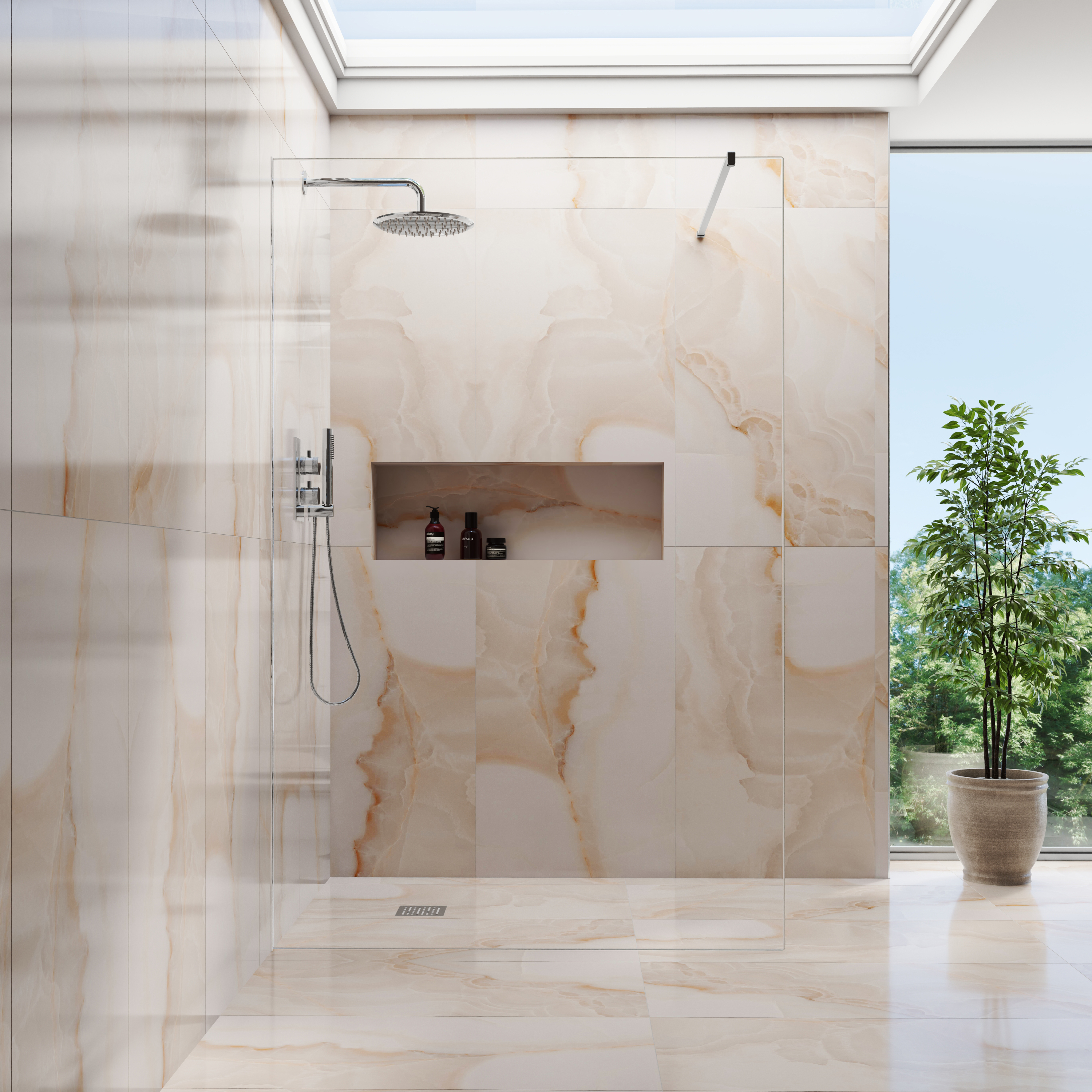 Harbour i10 10mm Easy Clean 2m Tall Frameless Wetroom Panel - Chrome