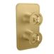Crosswater Union 2 Outlet Concealed Thermostatic Shower Valve with Wheels - Brushed Brass