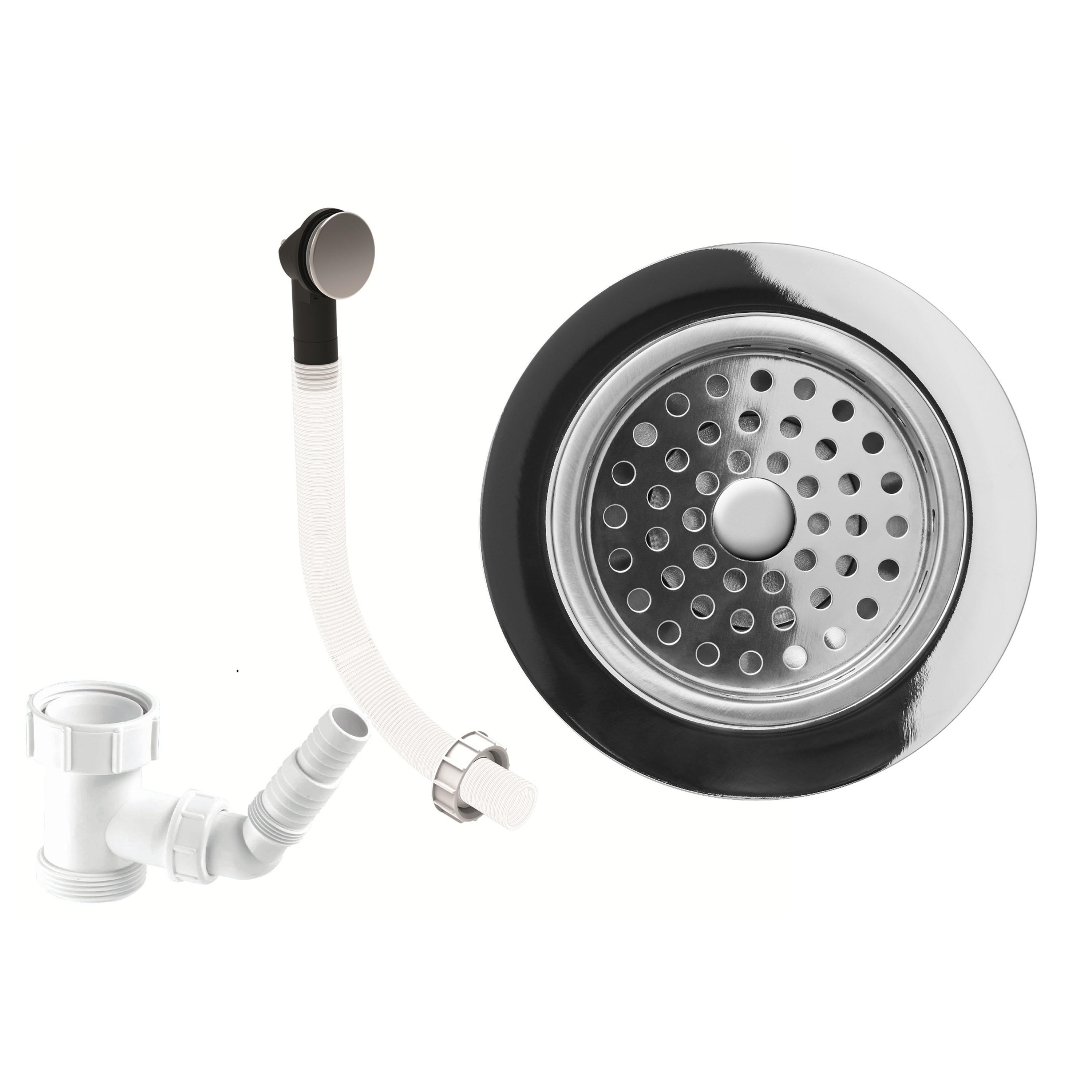 Clearwater 90mm Deluxe Basket Strainer & Overflow - Chrome