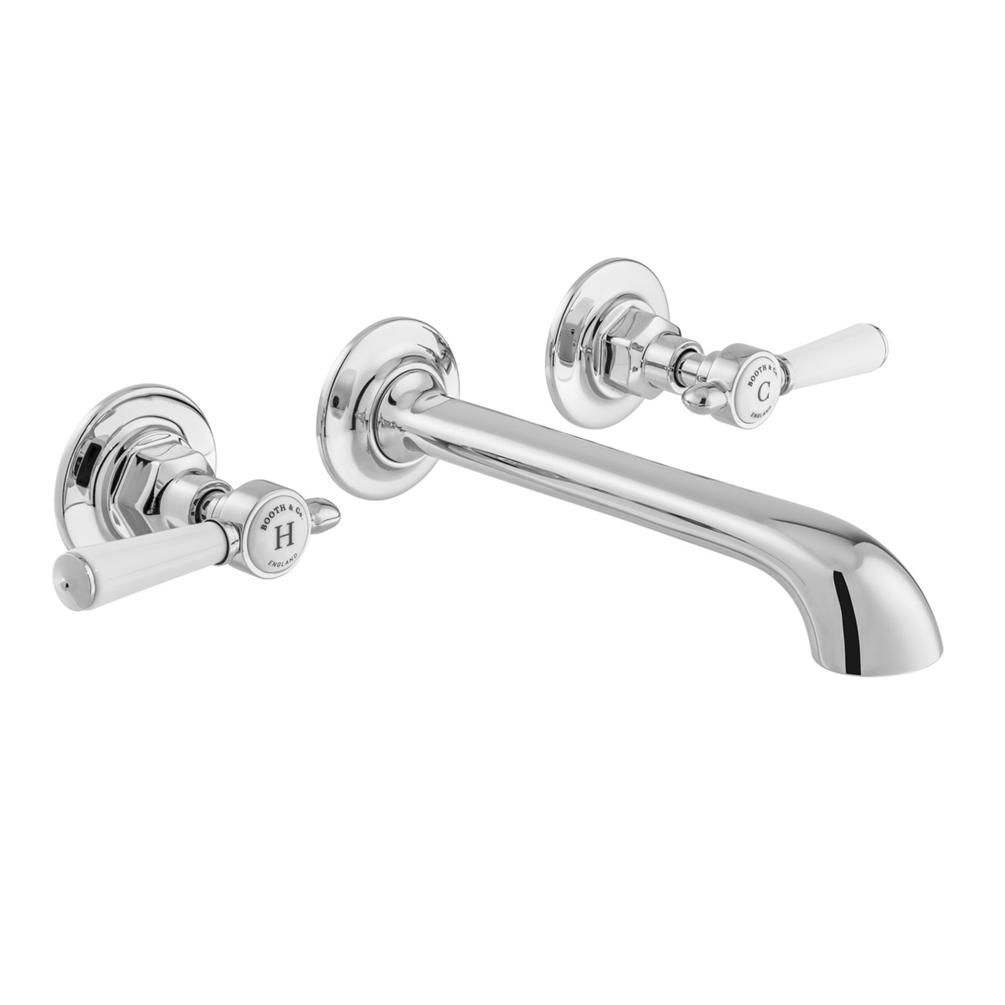 Booth & Co Axbridge Traditional Lever 3 Hole Wall Mounted Basin Mixer Tap