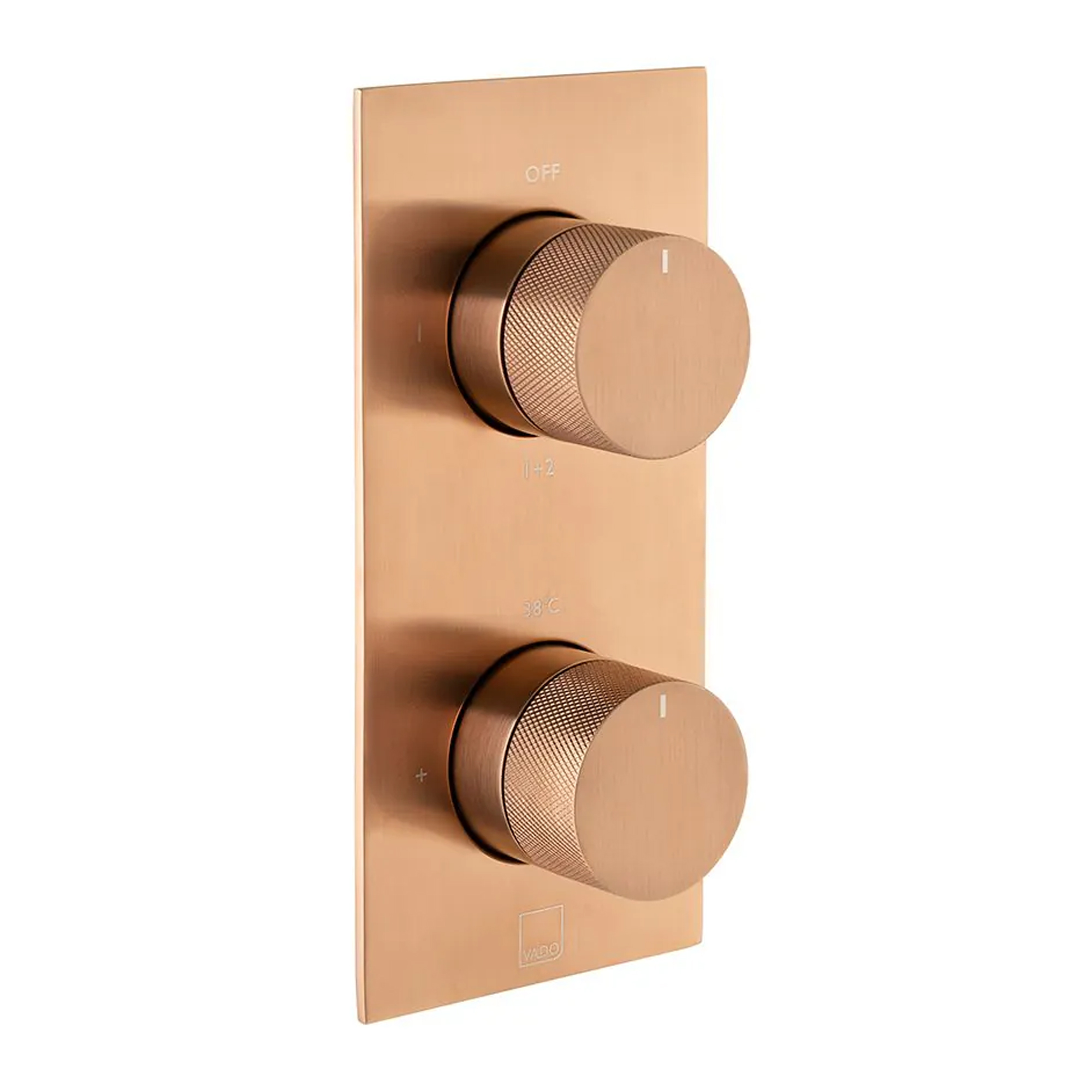Vado Individual Tablet Knurled 2 Outlet 2 Handle Thermostatic Concealed Shower Valve