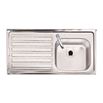 Clearwater Contract Inset 1 Bowl 0.9mm Stainless Steel Sink with 1 Tap Hole and Left Hand Drainer - 940 x 485mm