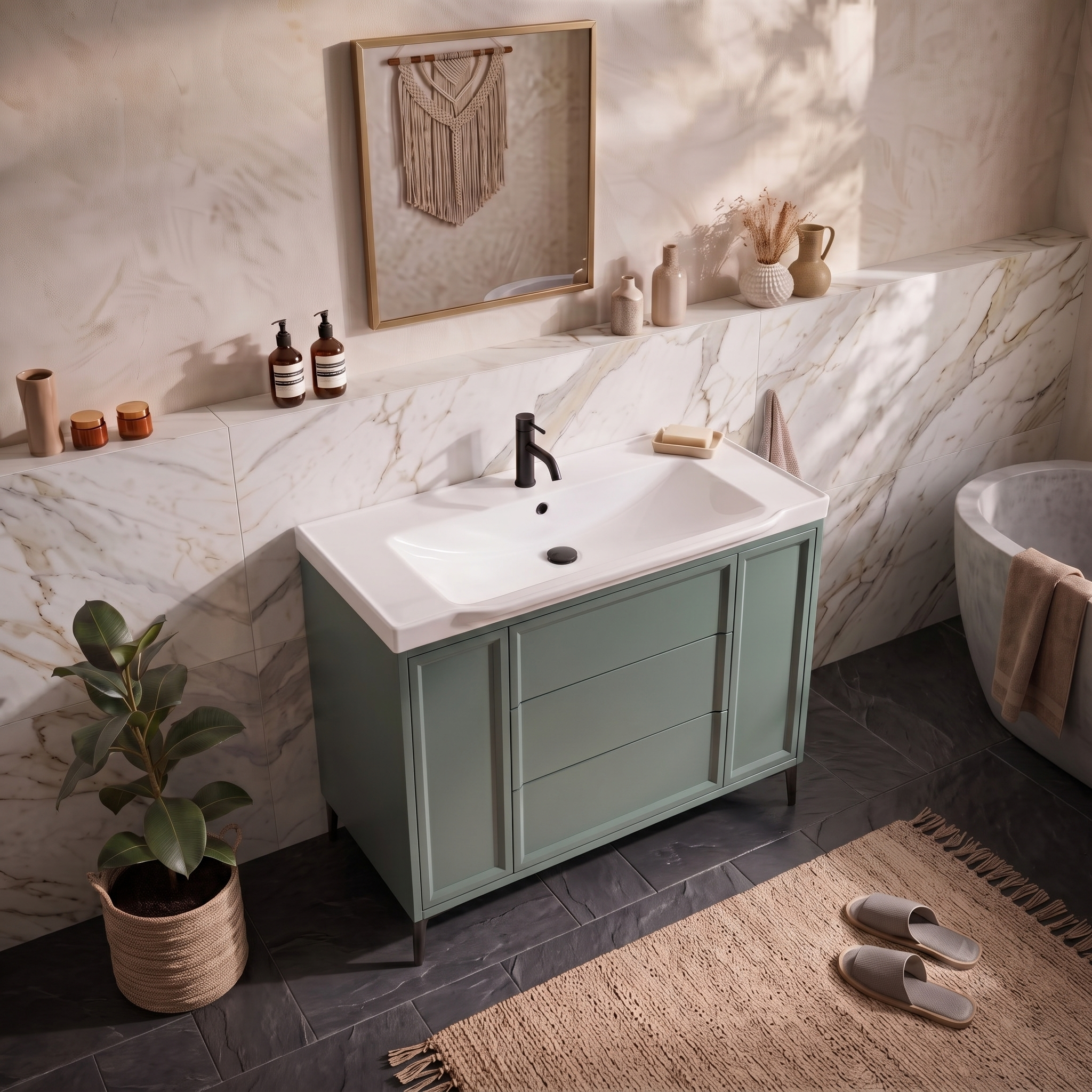 Elara 1000mm Floorstanding Vanity Unit & Basin with Leg Set