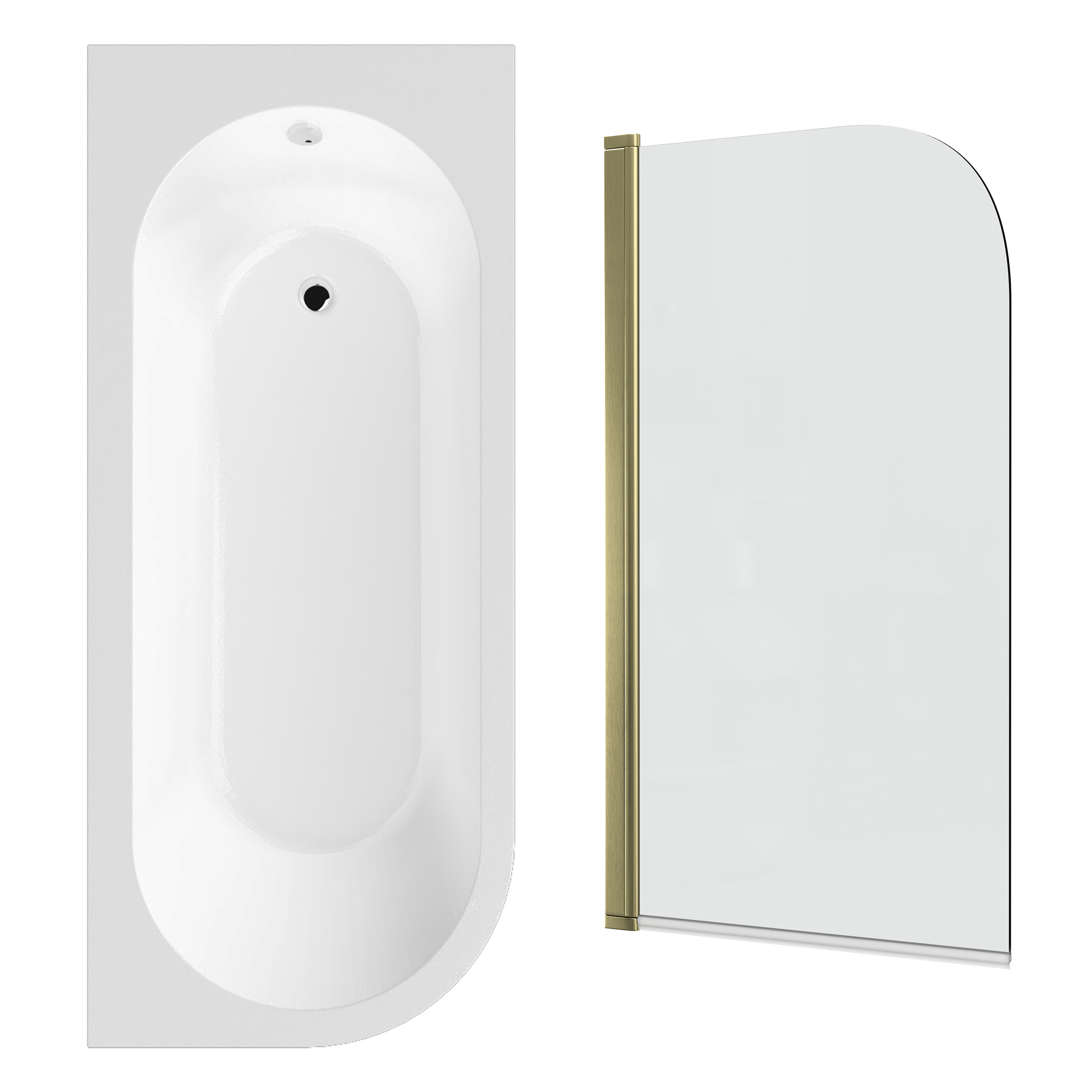 Drench J Shaped Shower Bath with Panel & Shower Screen