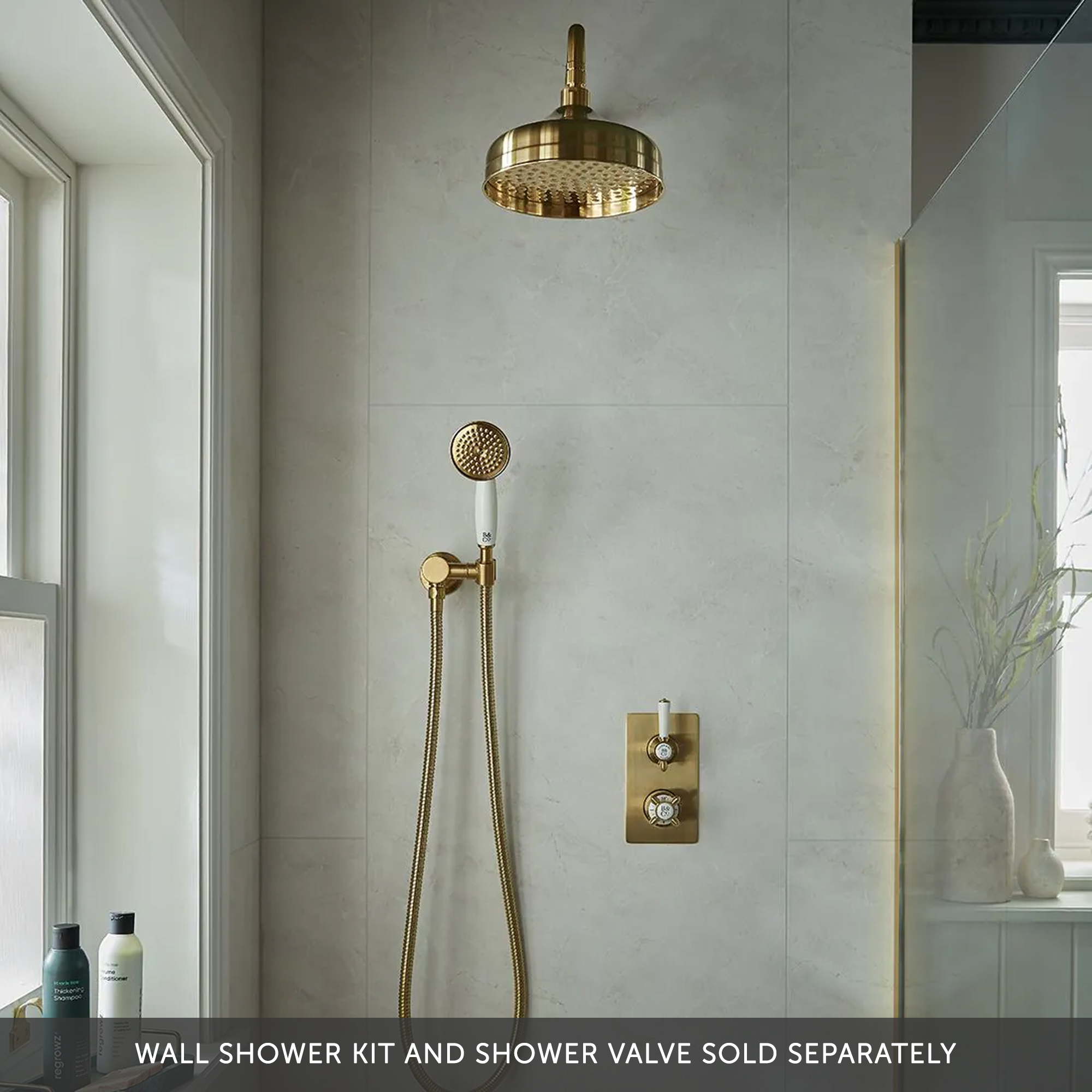 Booth & Co Axbridge Traditional Wall Mounted Round 200mm Shower Head & Arm