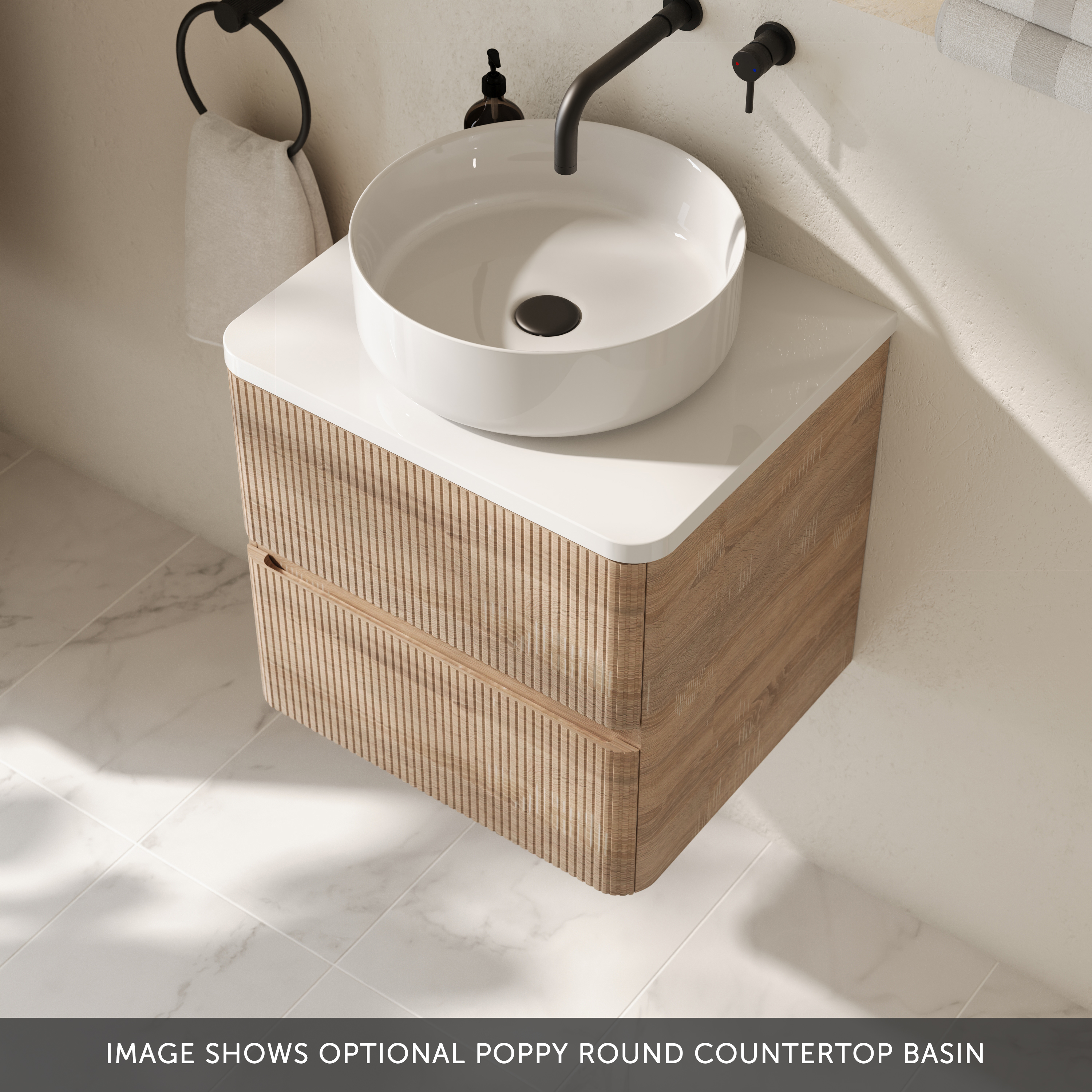 Drench Origin 500mm Fluted Wall Mounted Vanity Unit & Countertop