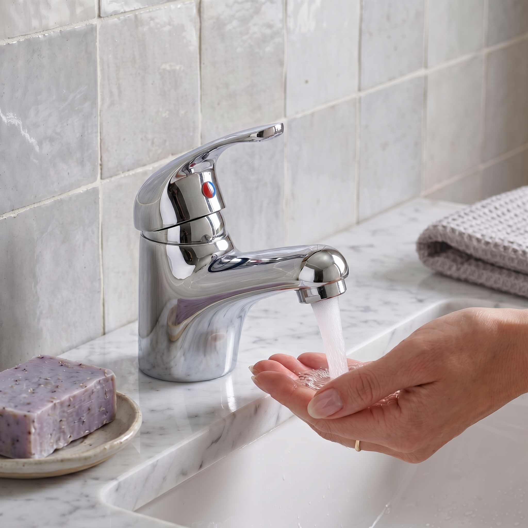 Vellamo Echo Single Lever Chrome Basin Tap & Waste