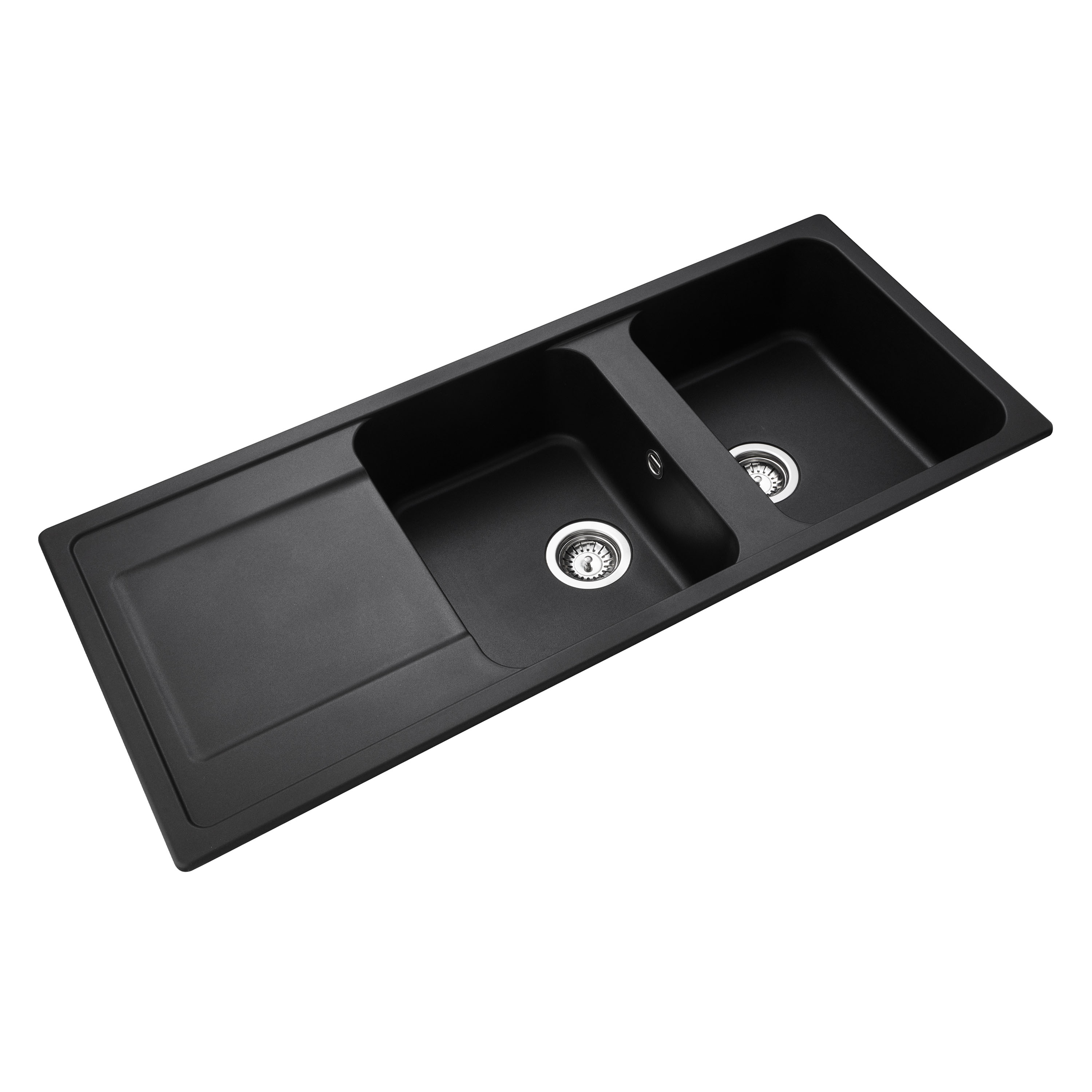 Rangemaster Loa 2 Bowl Igneous Granite Kitchen Sink with Reversible Drainer & Waste Kit - 1160 x 500mm