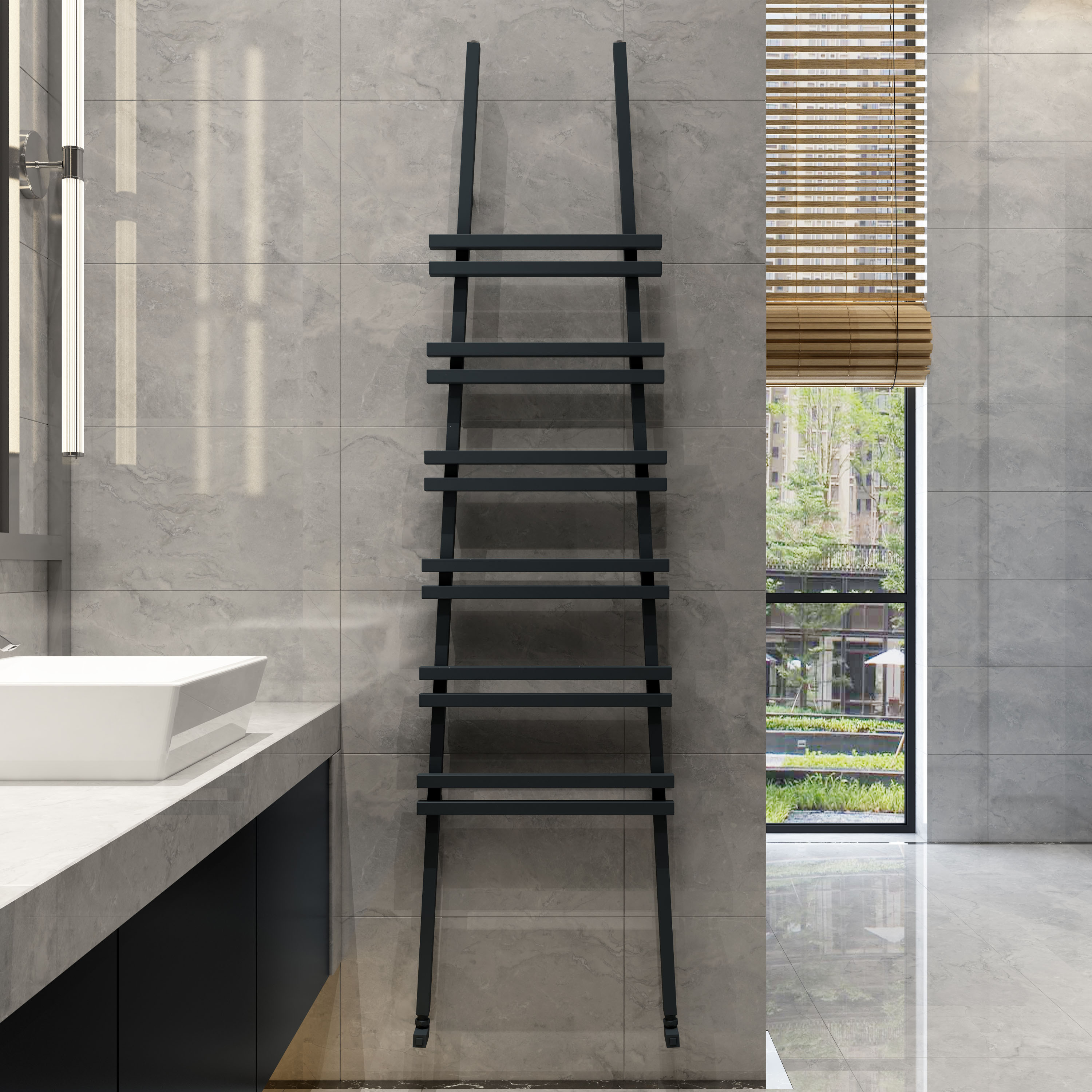 Carisa Jacobs Wall Mounted Ladder Aluminium Heated Towel Rail - 2000 x 535mm
