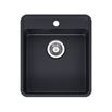 Reginox Ohio 40x40TW Single Bowl Jet Black Stainless Steel Kitchen Sink & Waste with Integrated Tap Wing - 440 x 510mm