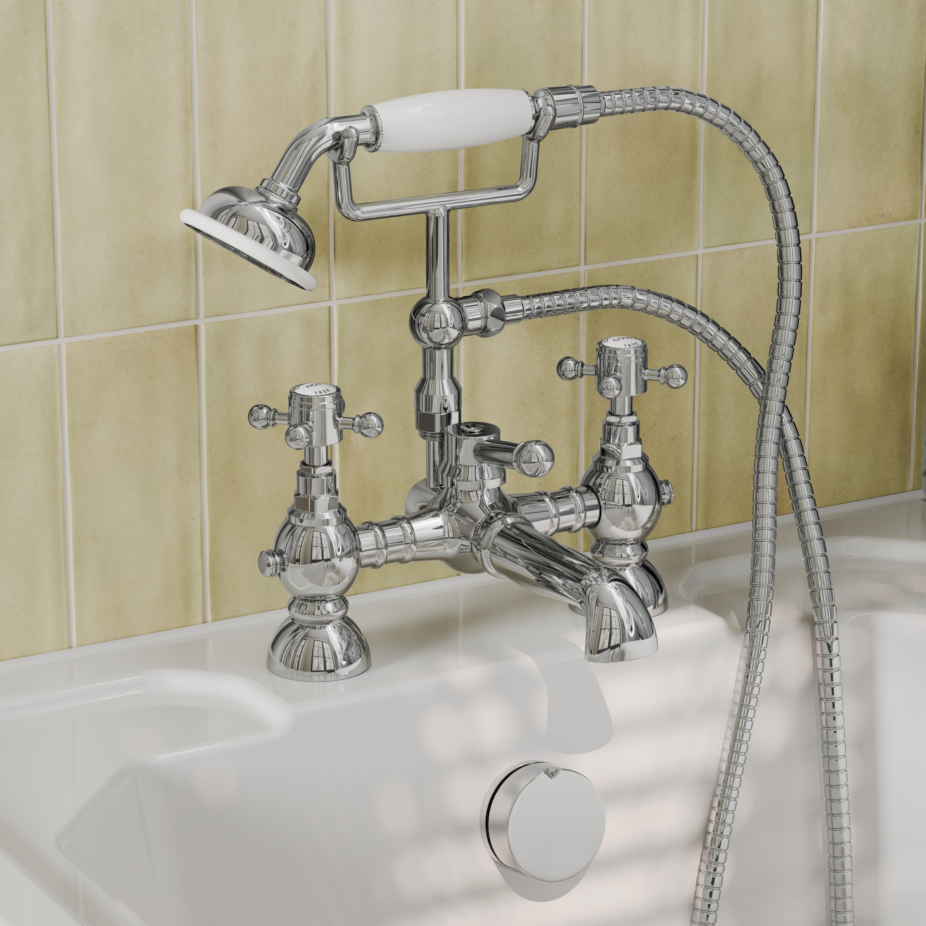 Butler & Rose Eliza Crosshead Deck Mounted Bath Shower Mixer Tap