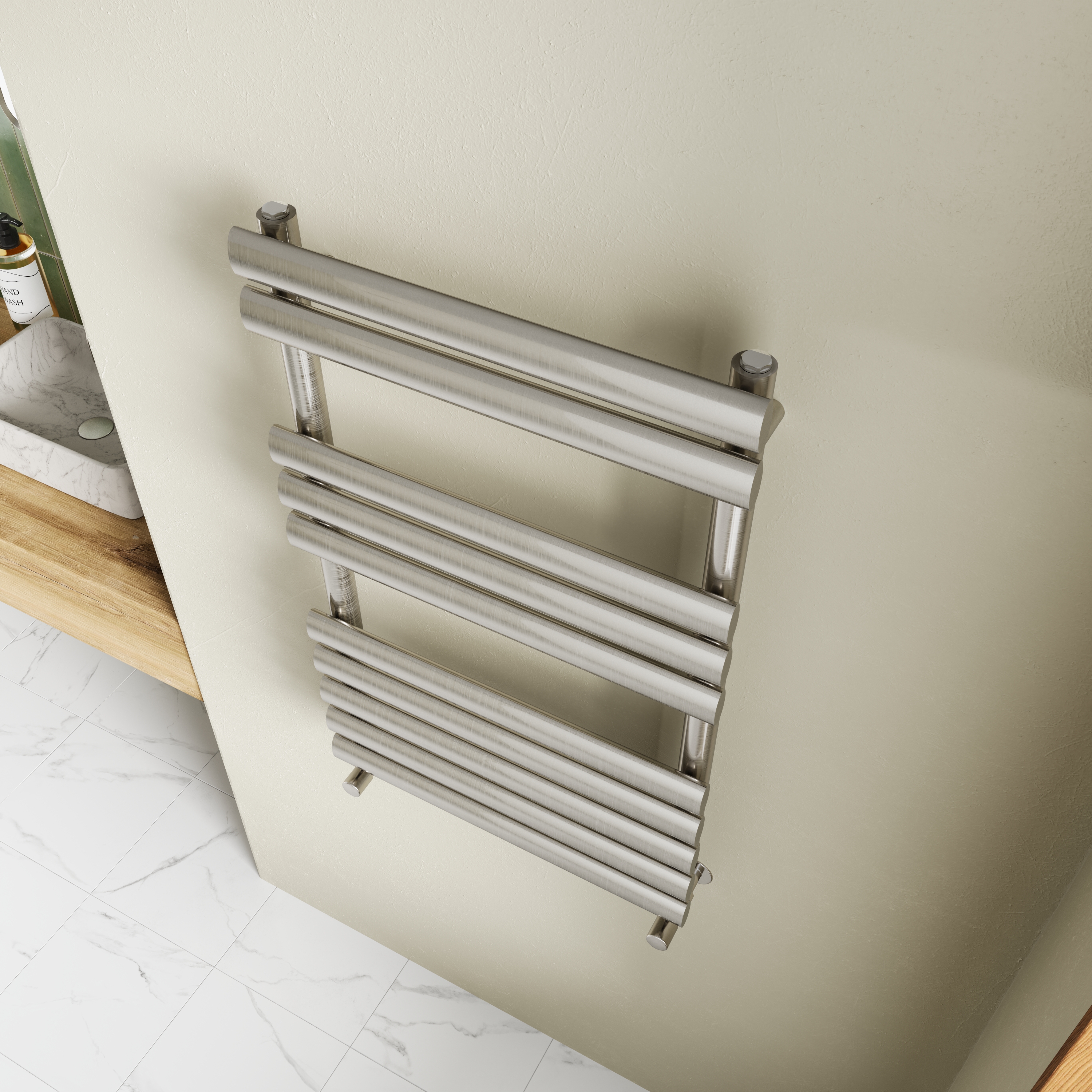Toasty Eden Brushed Nickel Heated Towel Rail