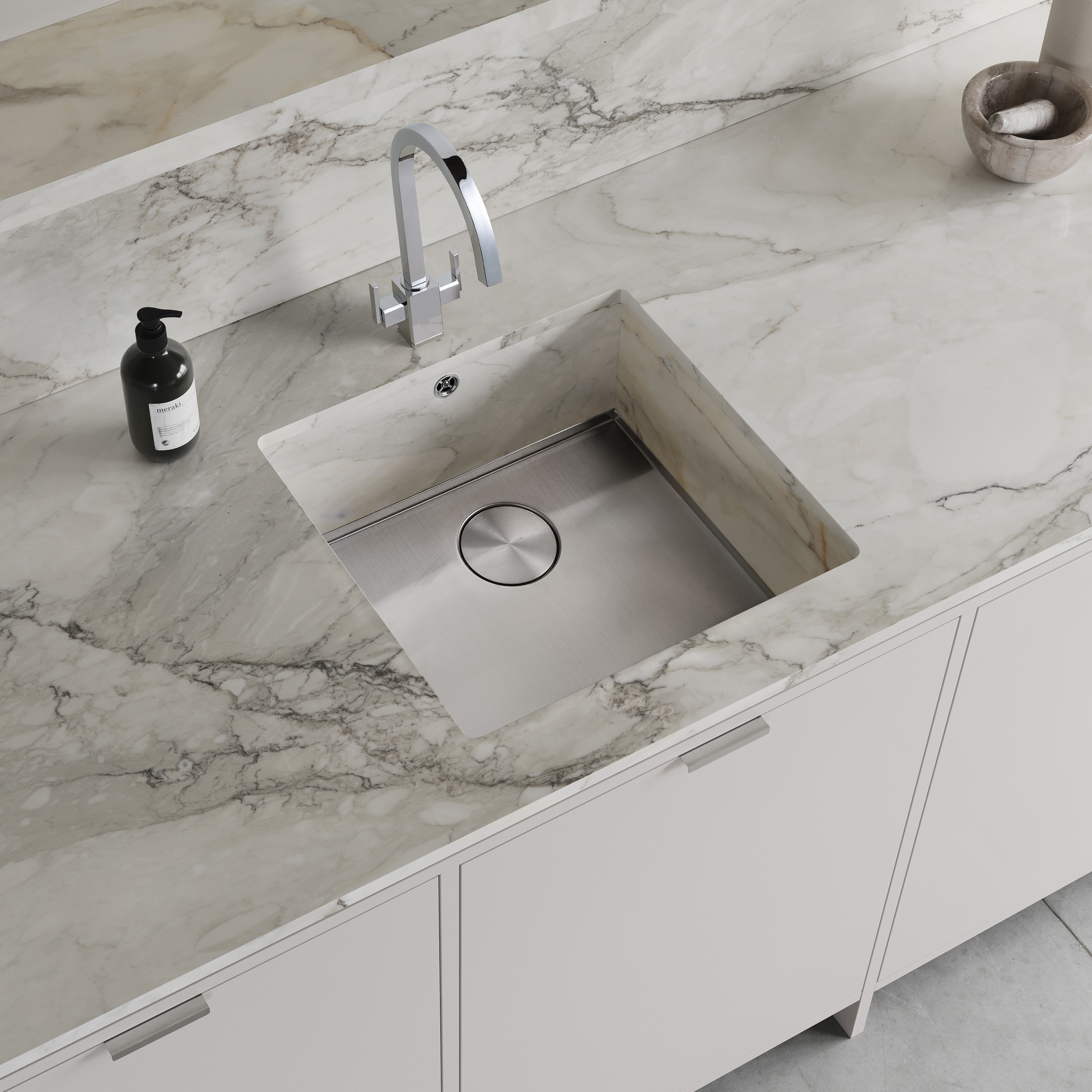 Rangemaster Baseline 1 Bowl Undermount Polished Stainless Steel Sink & Waste - 520 x 460mm