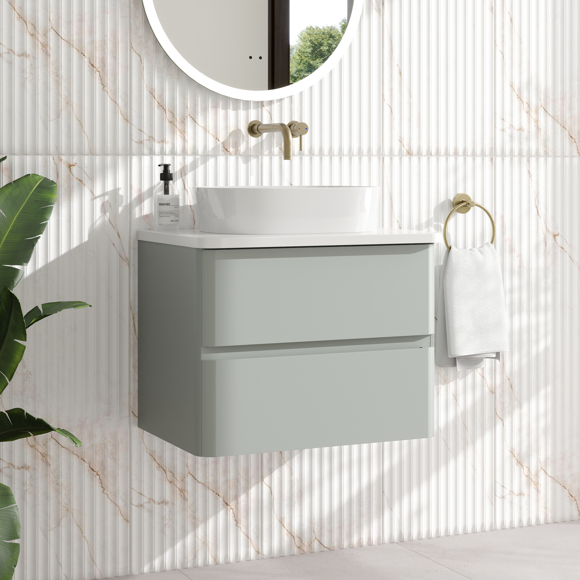 Drench Origin 600mm Wall Mounted Vanity Unit & Countertop