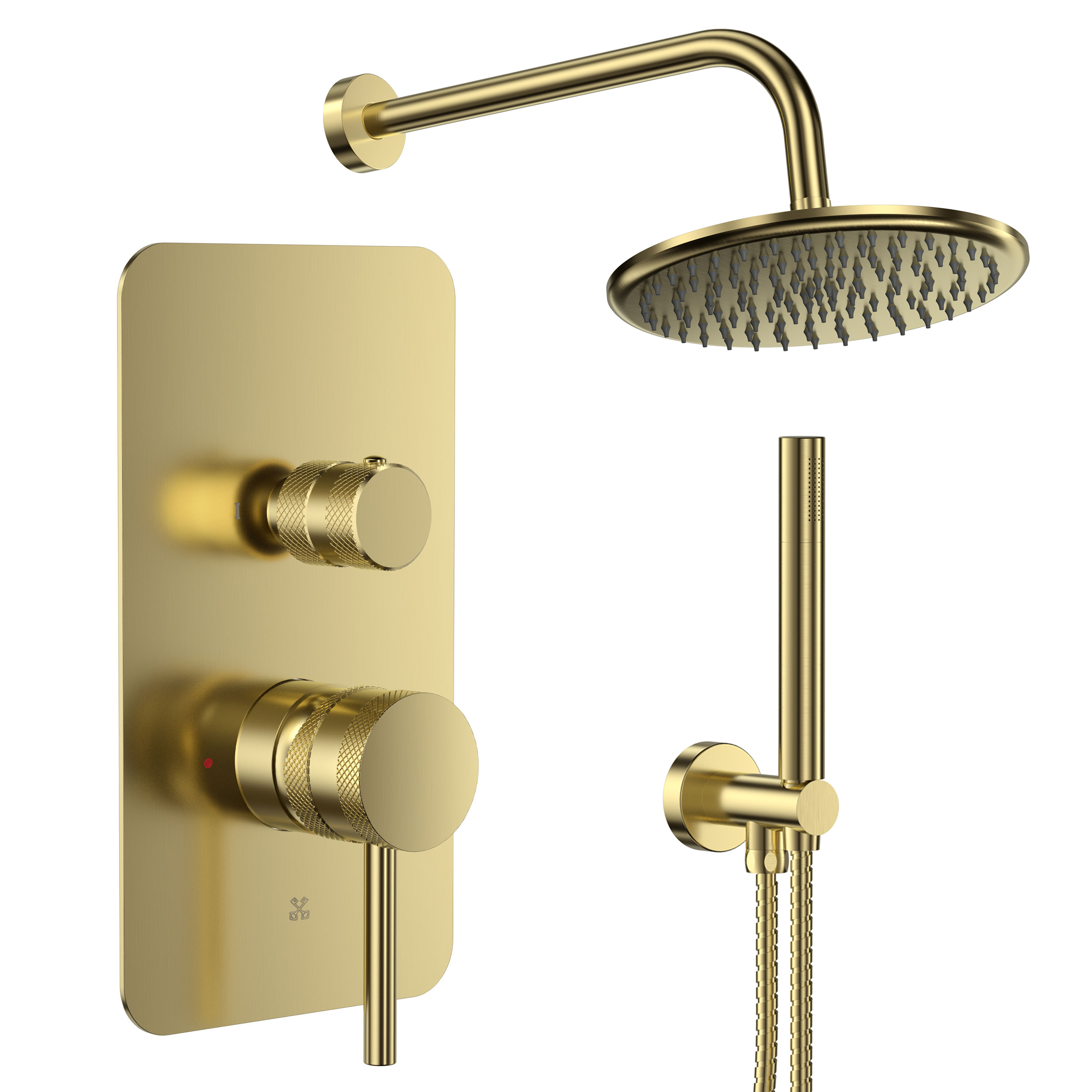 Core Shower Package with 2 Outlet Manual Valve, Fixed Wall Mounted Shower Head & Shower Kit