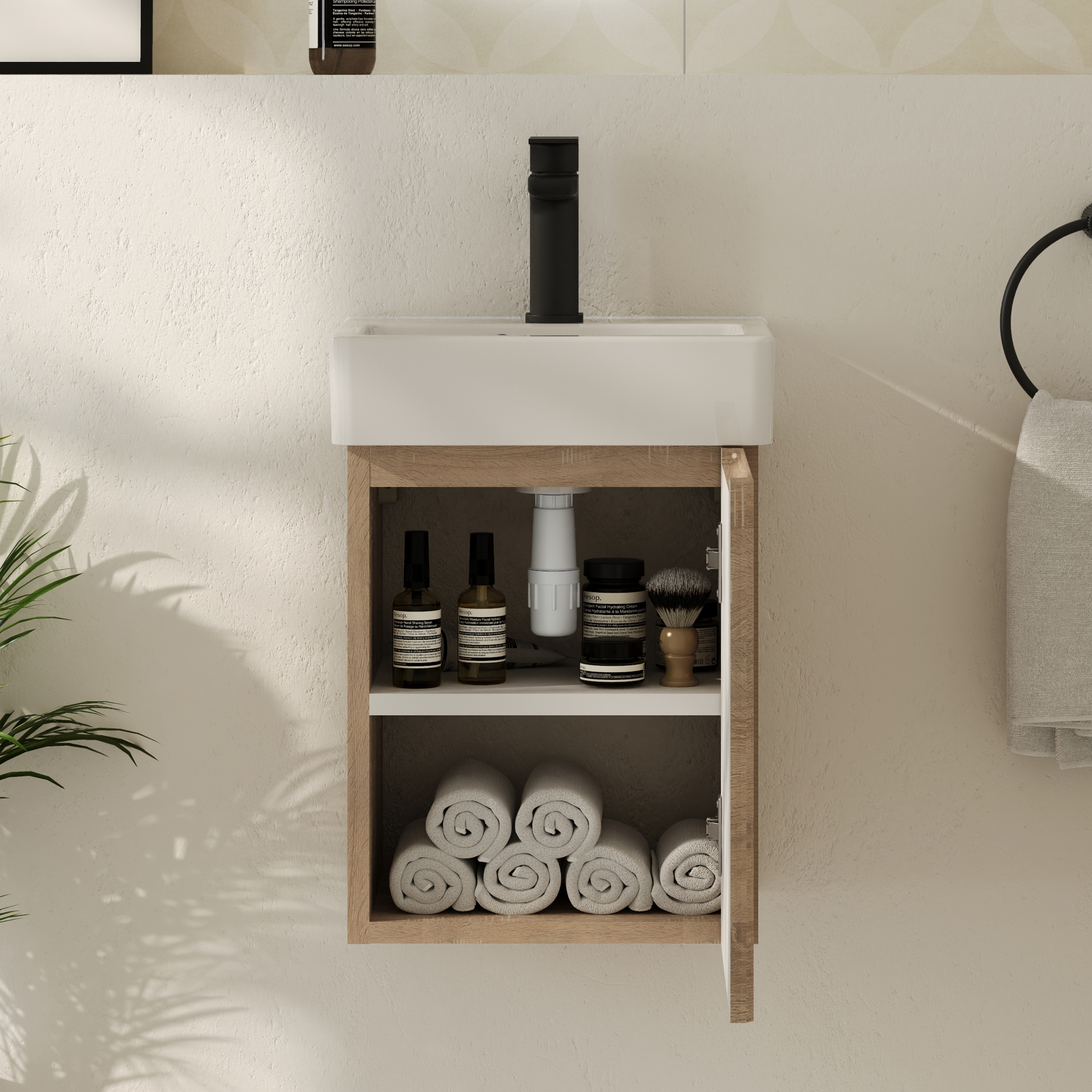 Drench Origin 340mm Fluted Cloakroom Wall Mounted Vanity Unit & Basin
