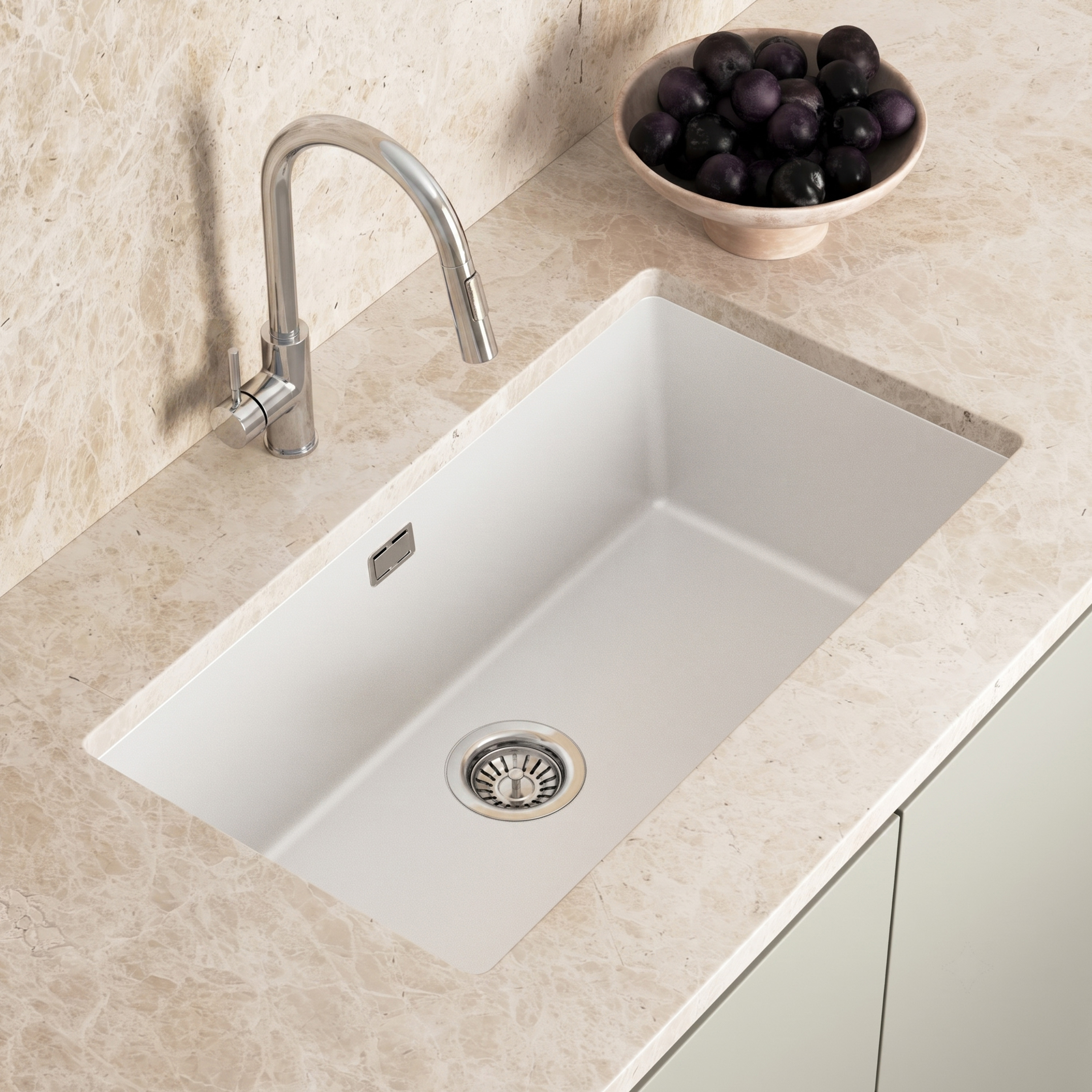Vellamo Terra XL 1 Bowl Granite Composite Inset / Undermount Kitchen Sink & Waste - 774 x 434mm