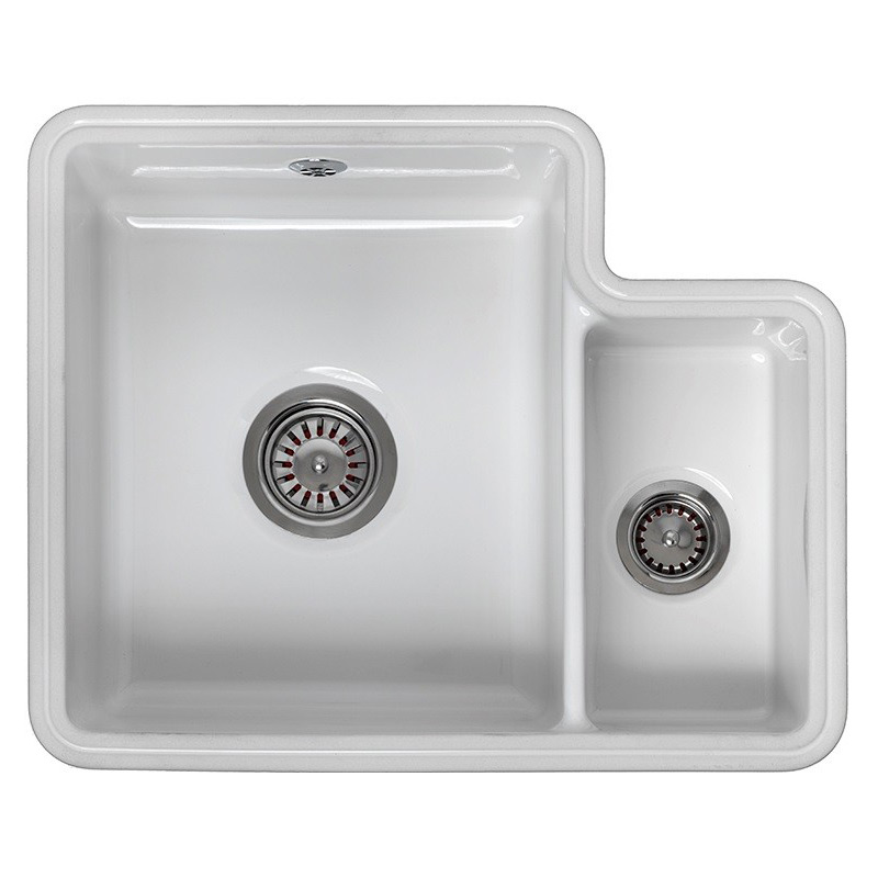 Reginox Tuscany 1.5 Bowl Undermount Ceramic Sink & Waste Kit and Vellamo Caspian Dual Lever Mono Kitchen Mixer