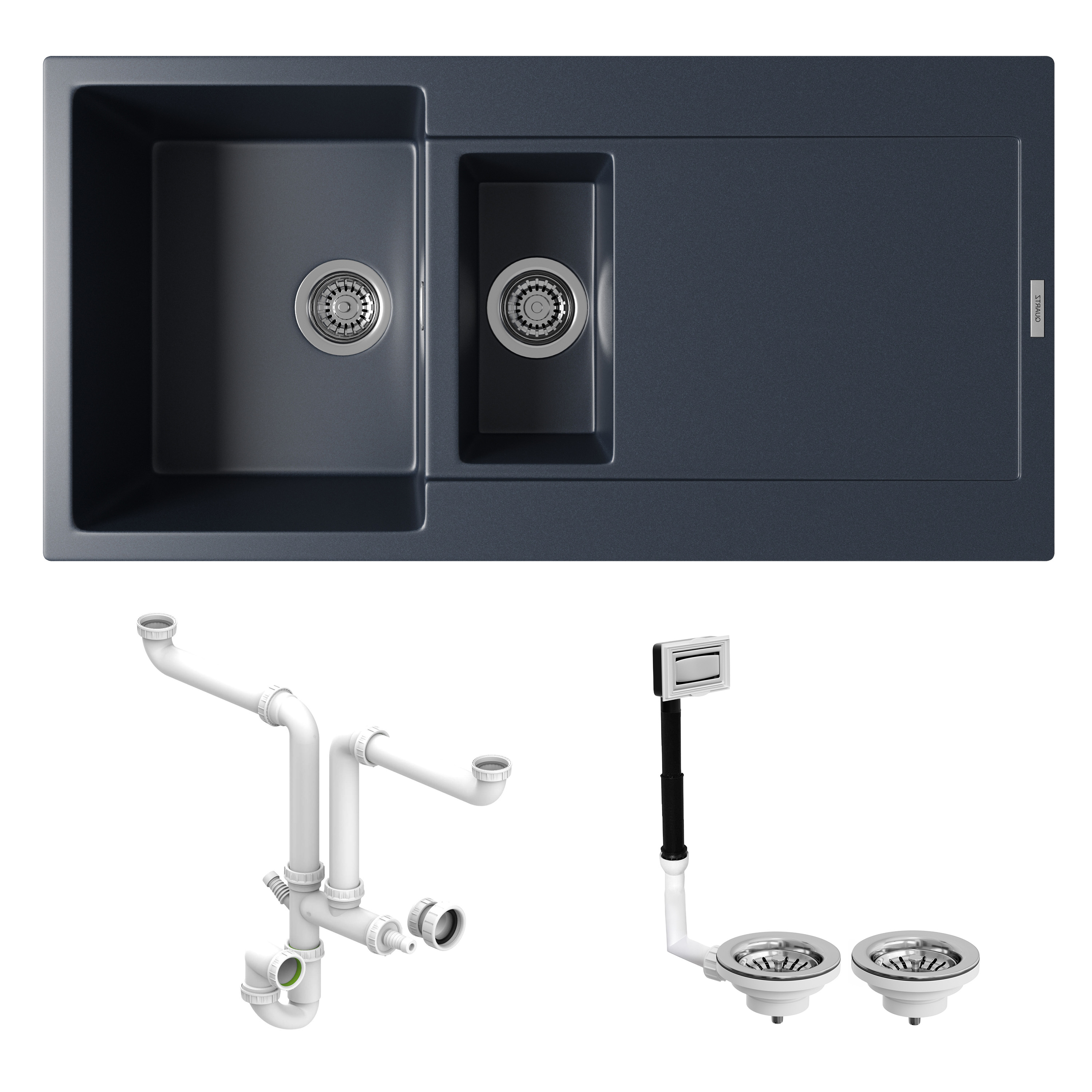Vellamo Rocca 1.5 Bowl Granite Composite Inset Kitchen Sink & Waste - 1000 x 500mm