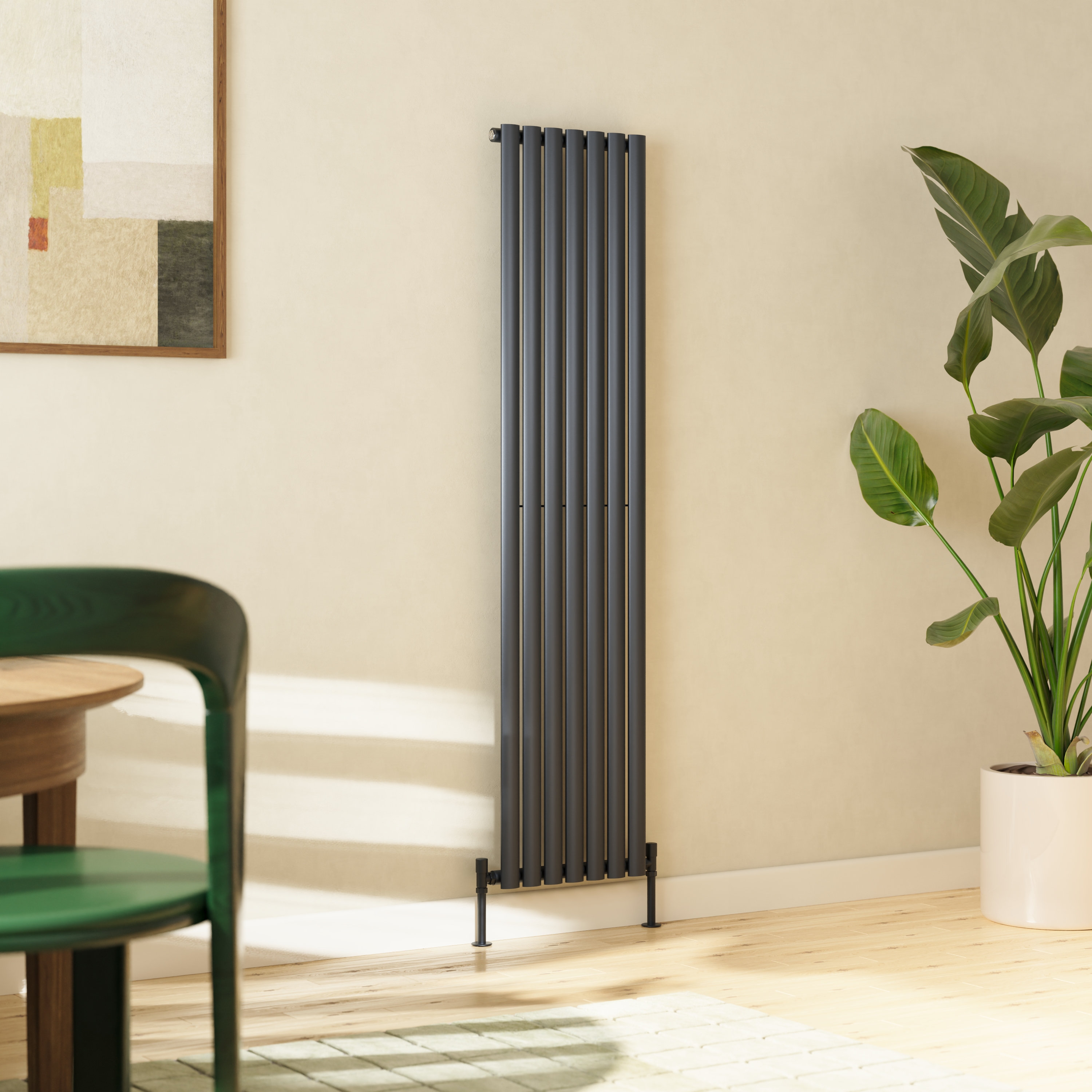 Toasty Ember Anthracite Oval Panel Vertical Radiator