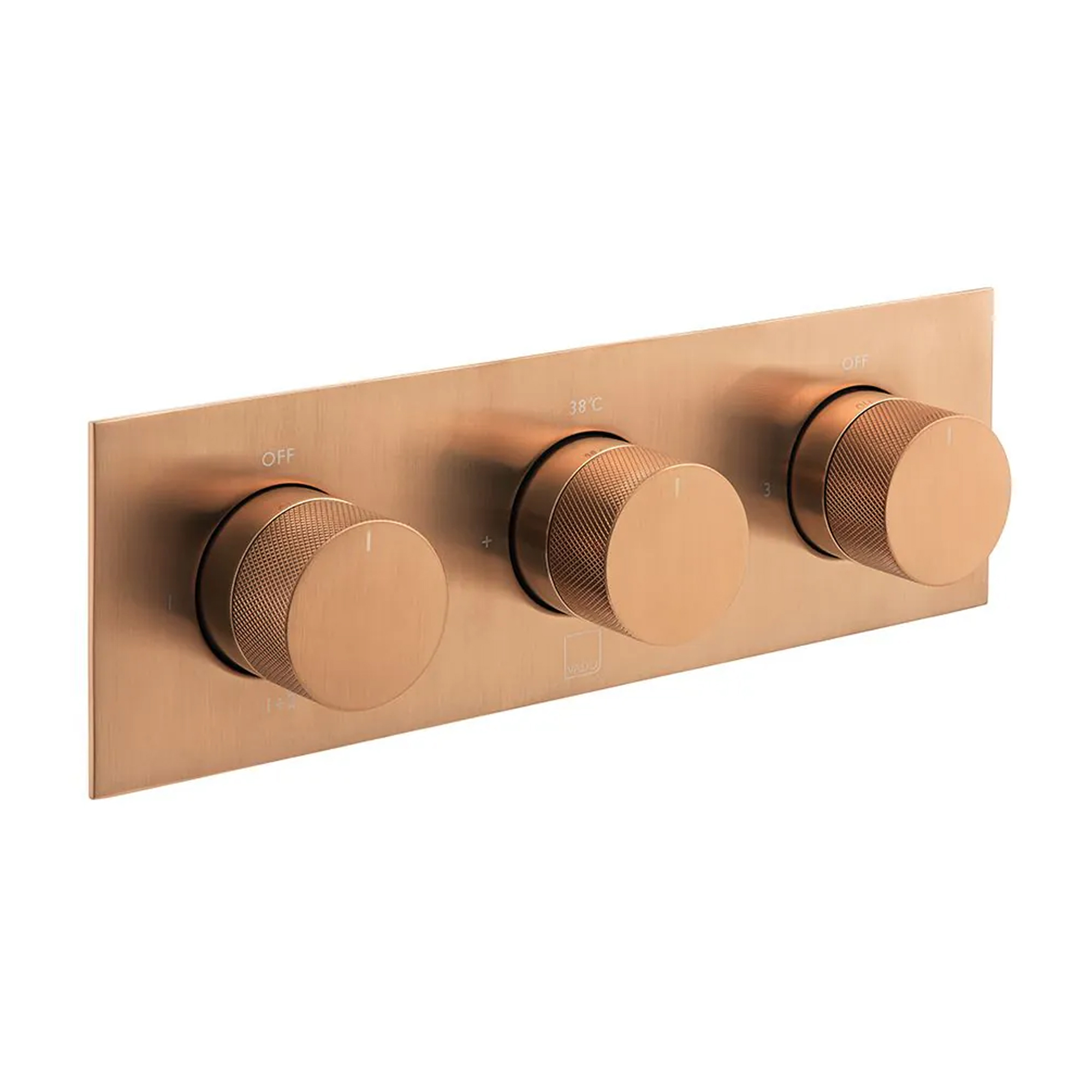 Vado Individual Tablet Knurled Horizontal 3 Outlet 3 Handle Thermostatic Concealed Shower Valve