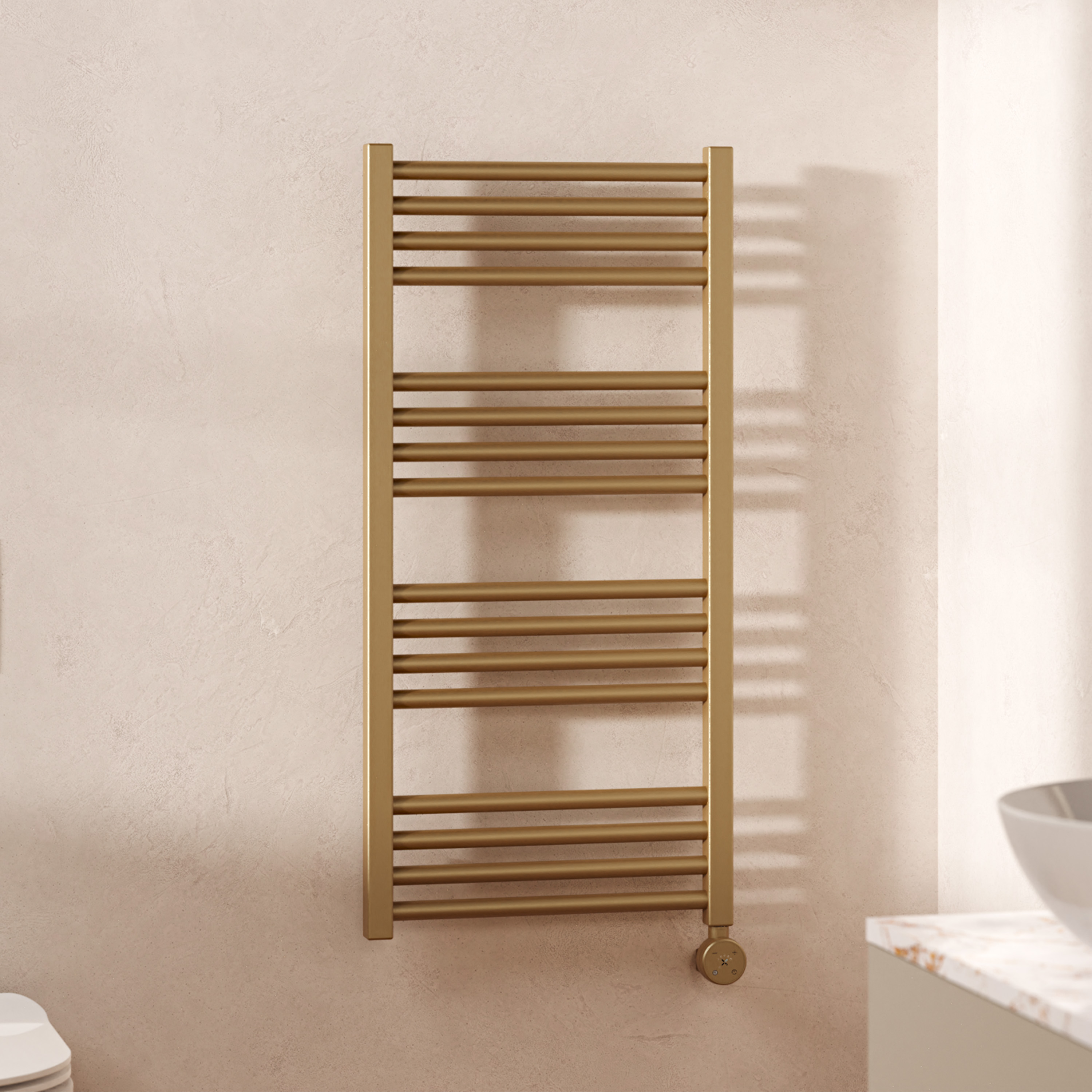 Crosswater MPRO Electric Brushed Brass Heated Towel Rail