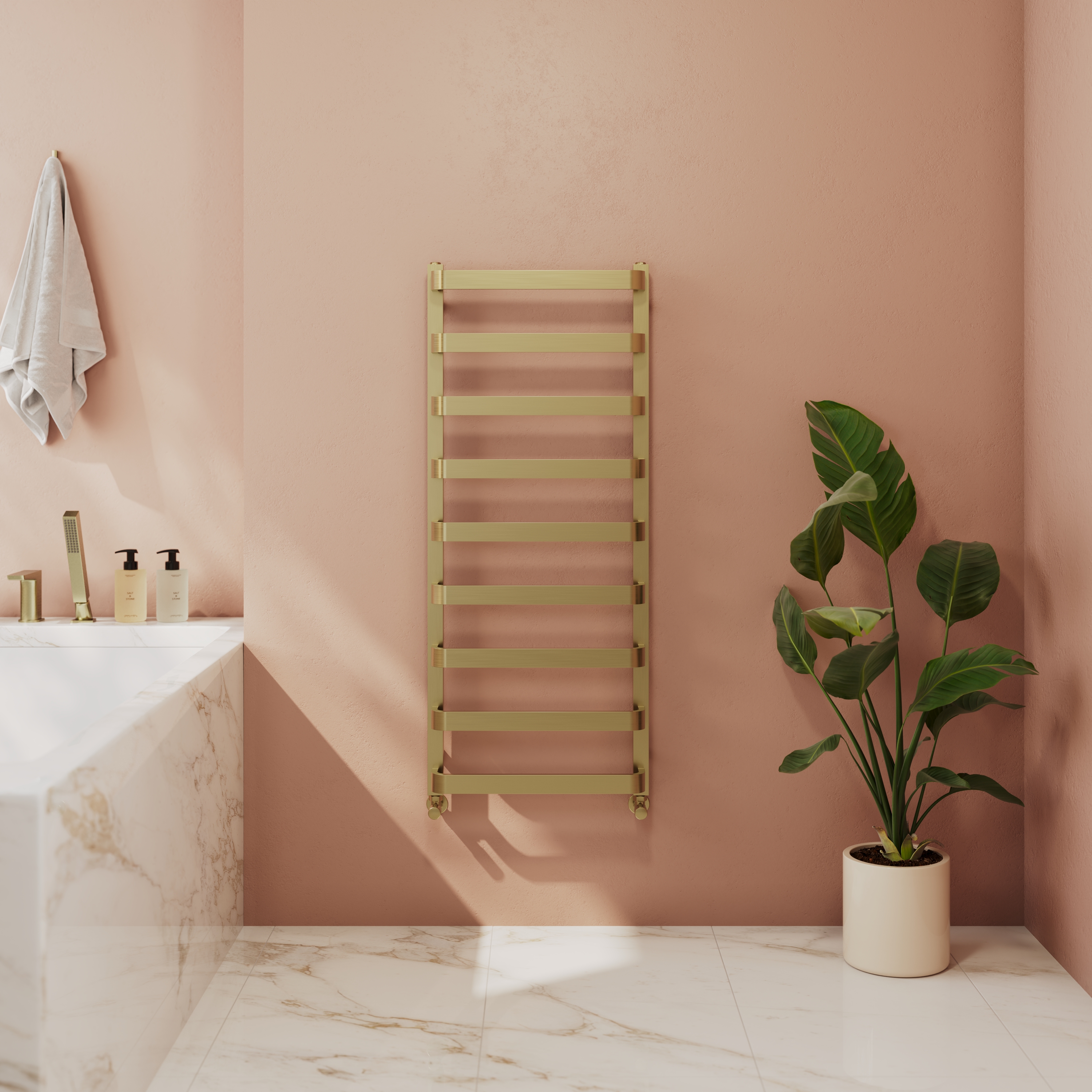 Toasty Balance Brushed Brass Heated Towel Rail