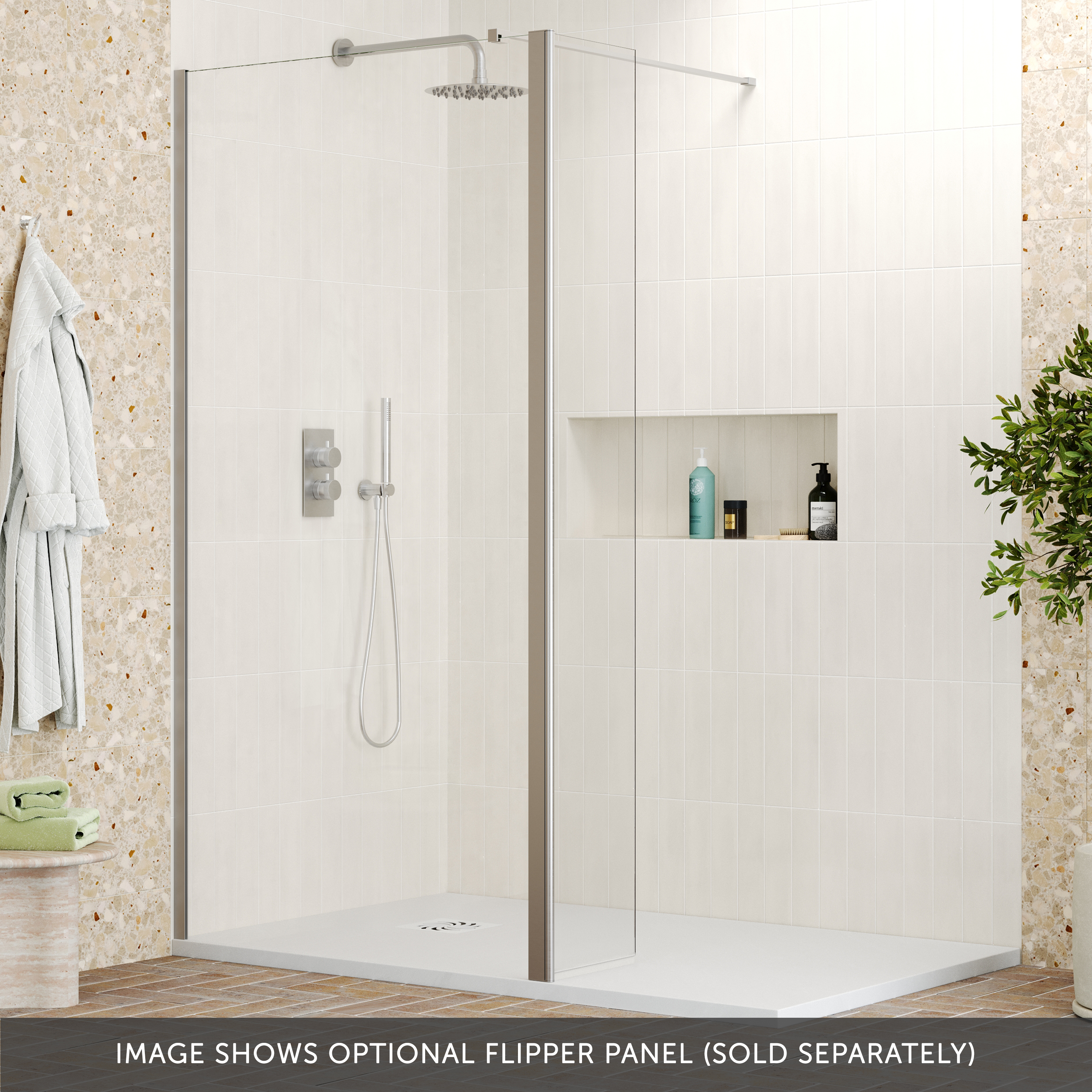 Harbour i8 Brushed Nickel Easy Clean 8mm Walk In Shower Panel