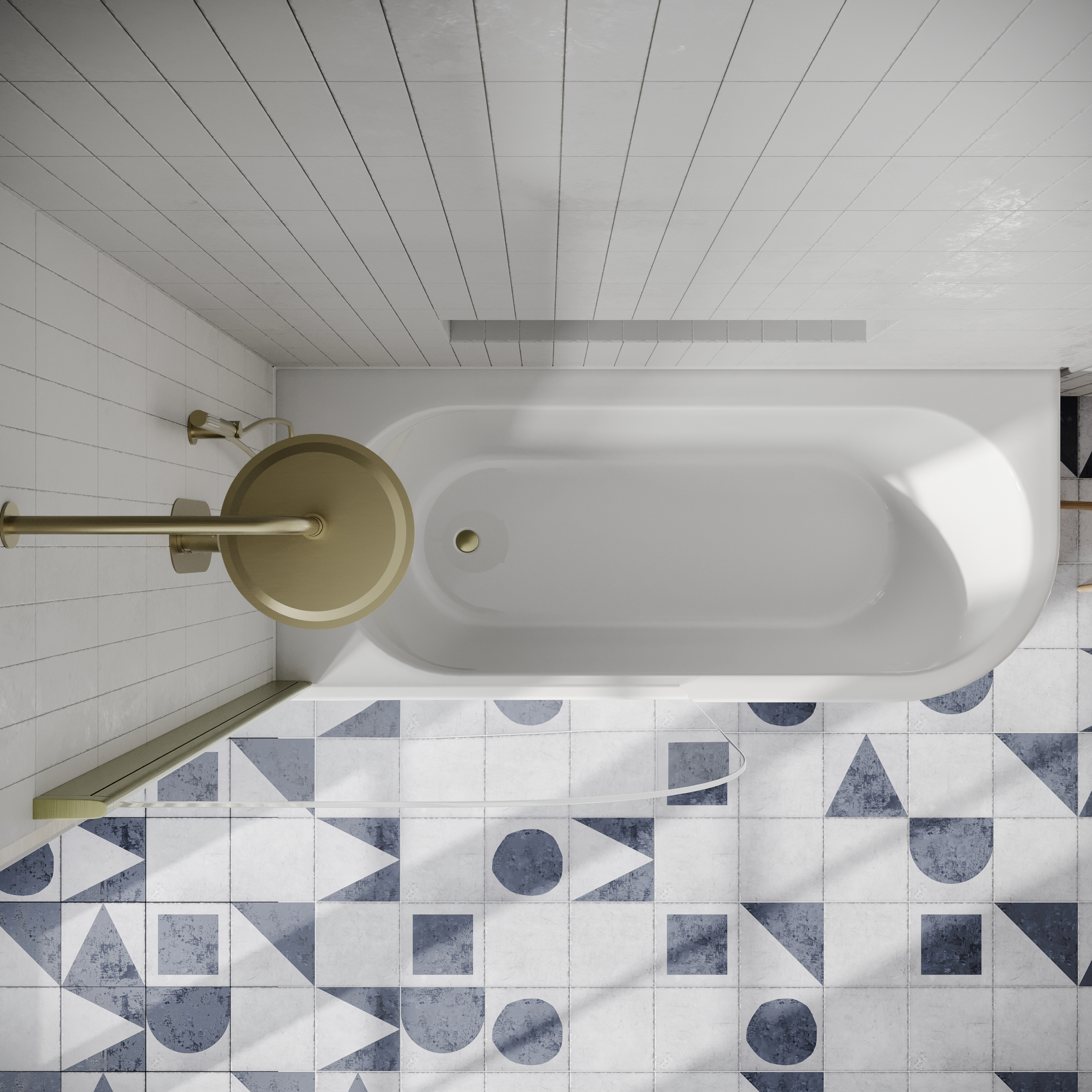 Drench J Shaped Shower Bath with Panel & Shower Screen