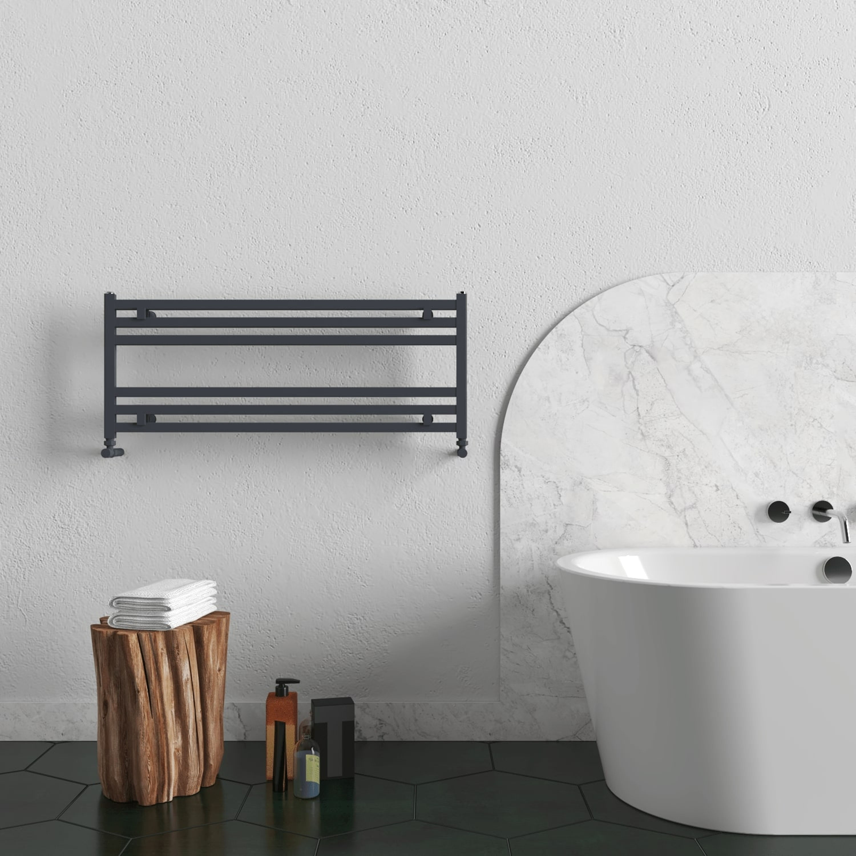Carisa Fame Horizontal Ladder Aluminium Designer Heated Towel Rail - 400 x 1000mm