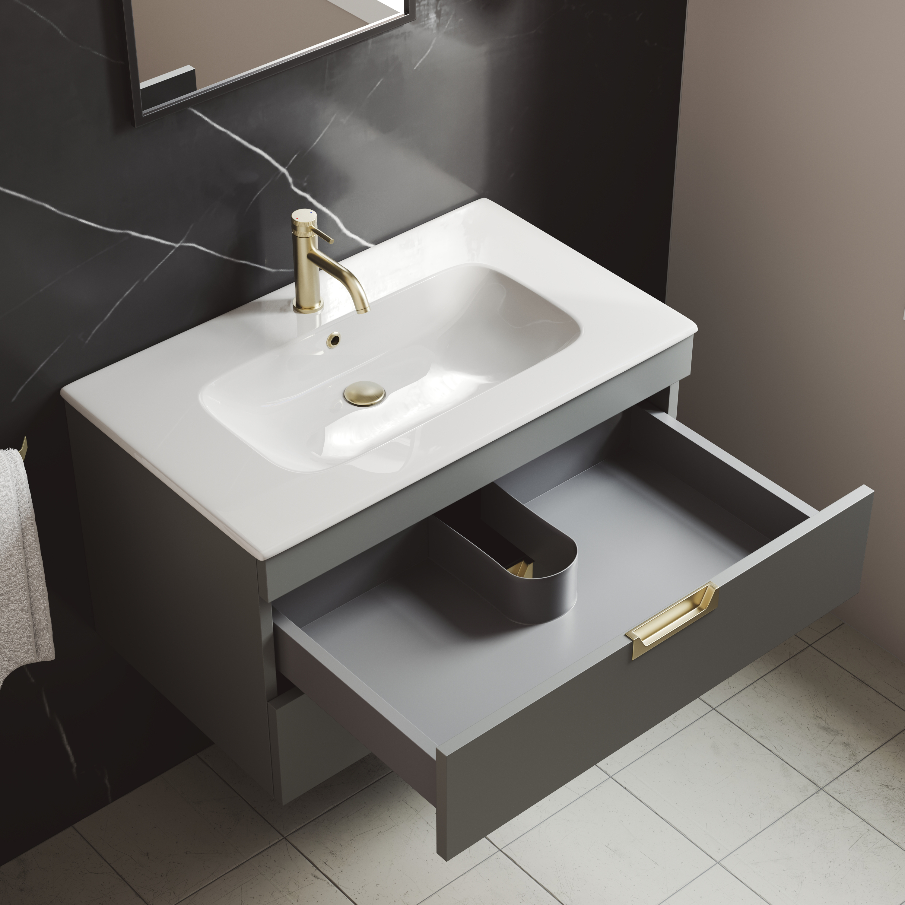 Isla 800mm Wall Hung Vanity Unit & Basin